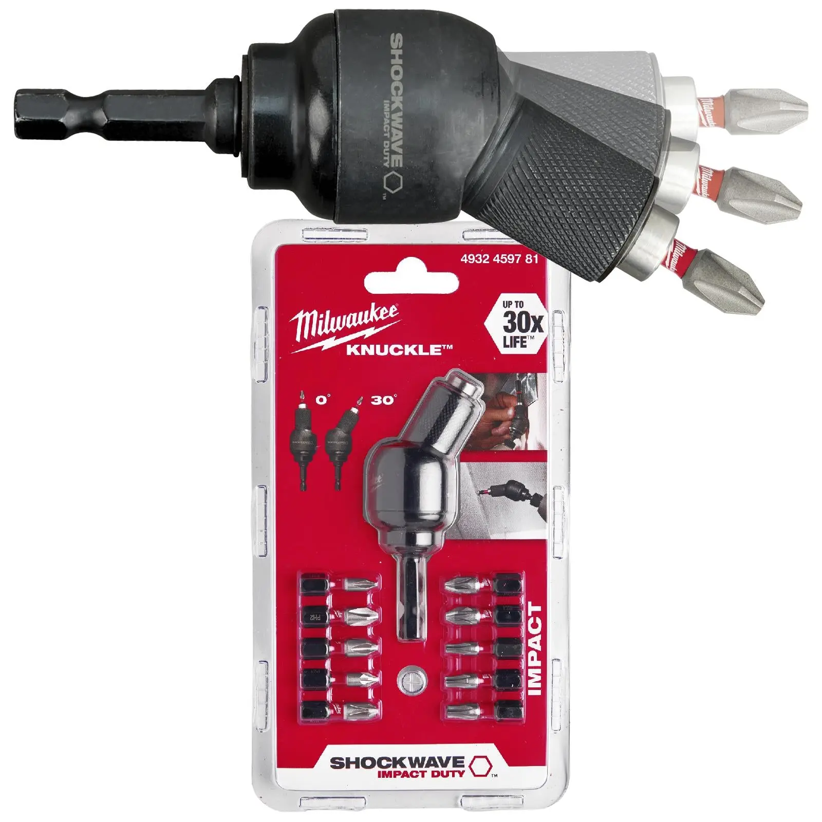 Milwaukee Impact Knuckle Universal Joint Offset Attachment 1/4" Hex 11 Piece SHOCKWAVE