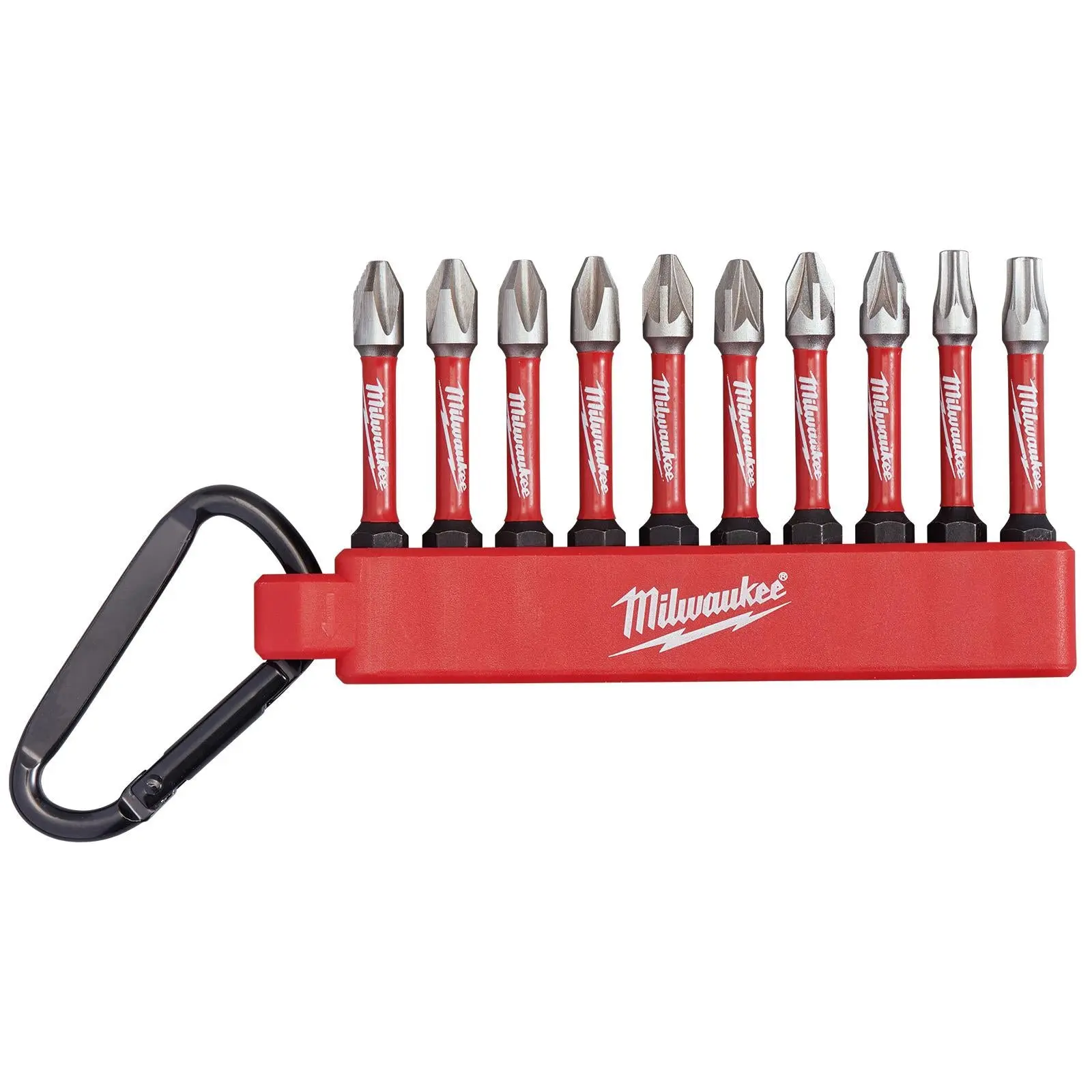 Milwaukee Impact Screwdriver Bit Set 2 Carabiner 10 Piece SHOCKWAVE Impact Duty 50mm - Image 2