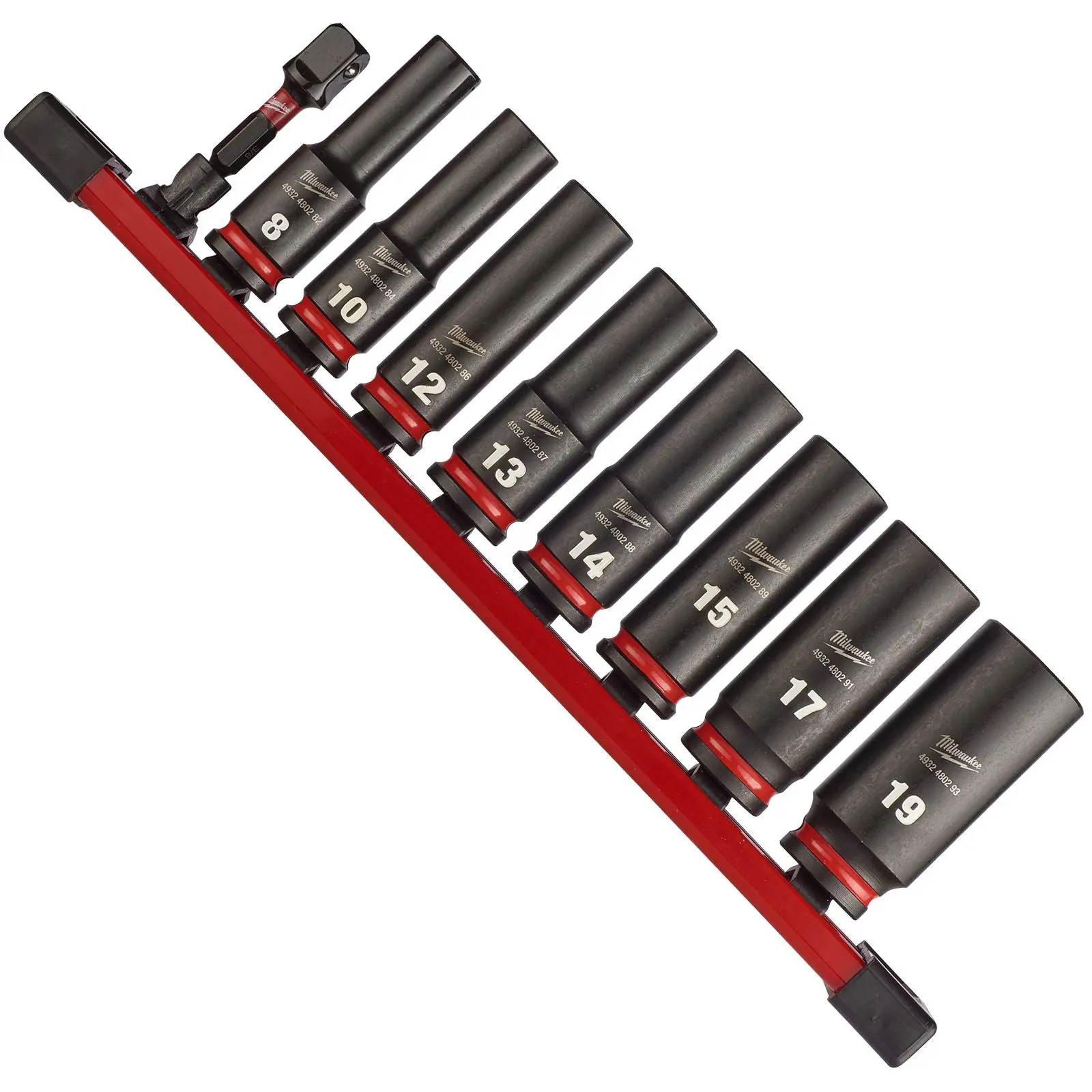Milwaukee Impact Socket Set Deep on Socket Rail 3/8" Drive 9 Piece 8-19mm SHOCKWAVE - Image 2