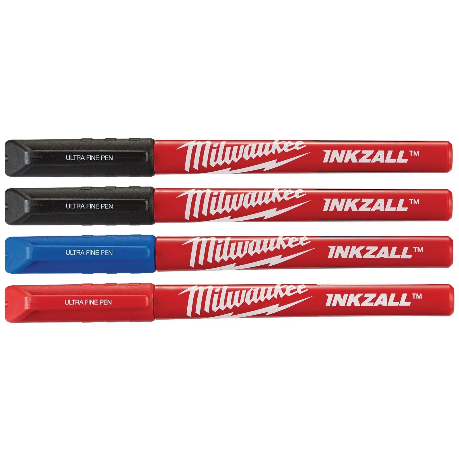 Milwaukee INKZALL Ultra Fine Tip Marker Pens 4 Pack Coloured 0.6mm Tip - Image 2