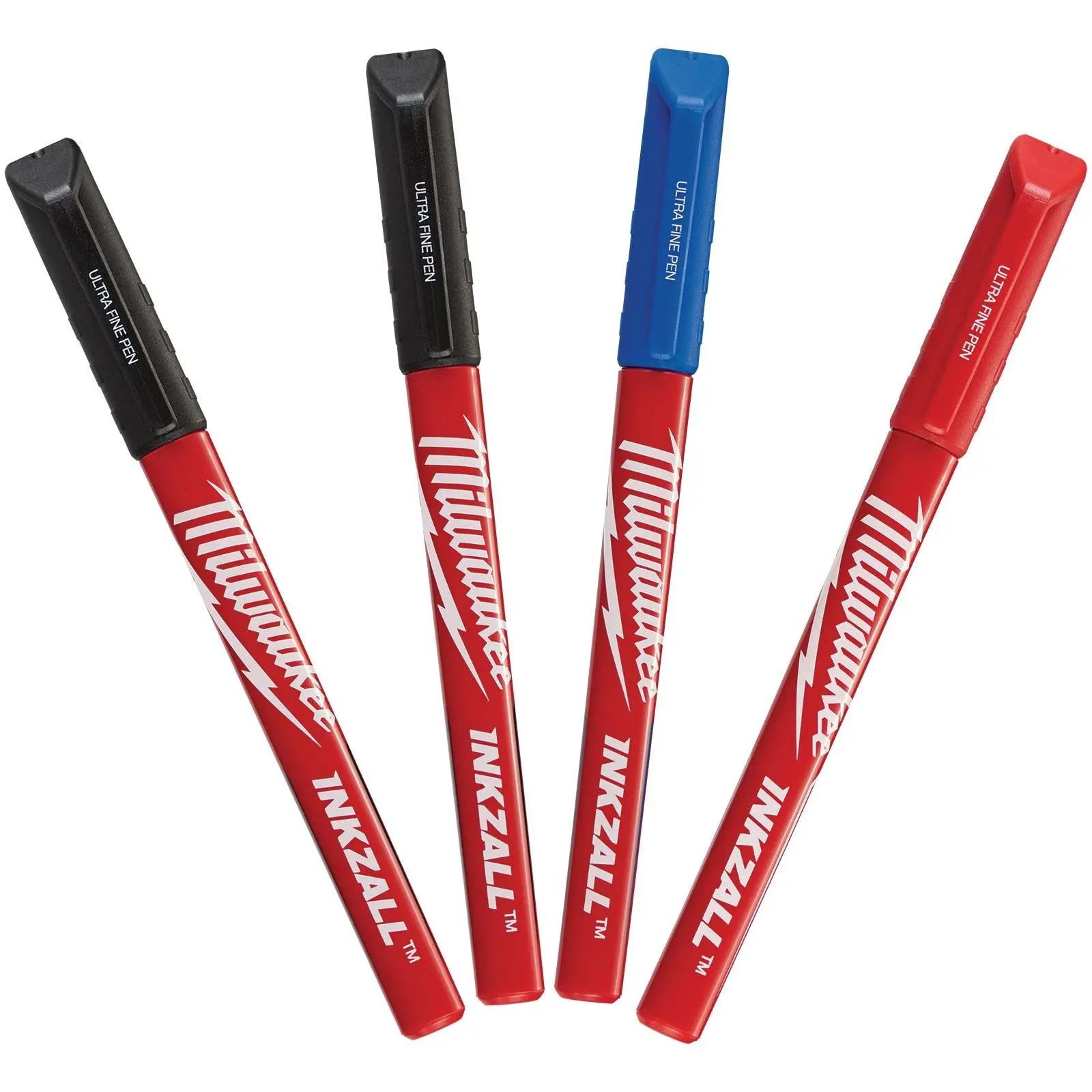 Milwaukee INKZALL Ultra Fine Tip Marker Pens 4 Pack Coloured 0.6mm Tip - Image 3