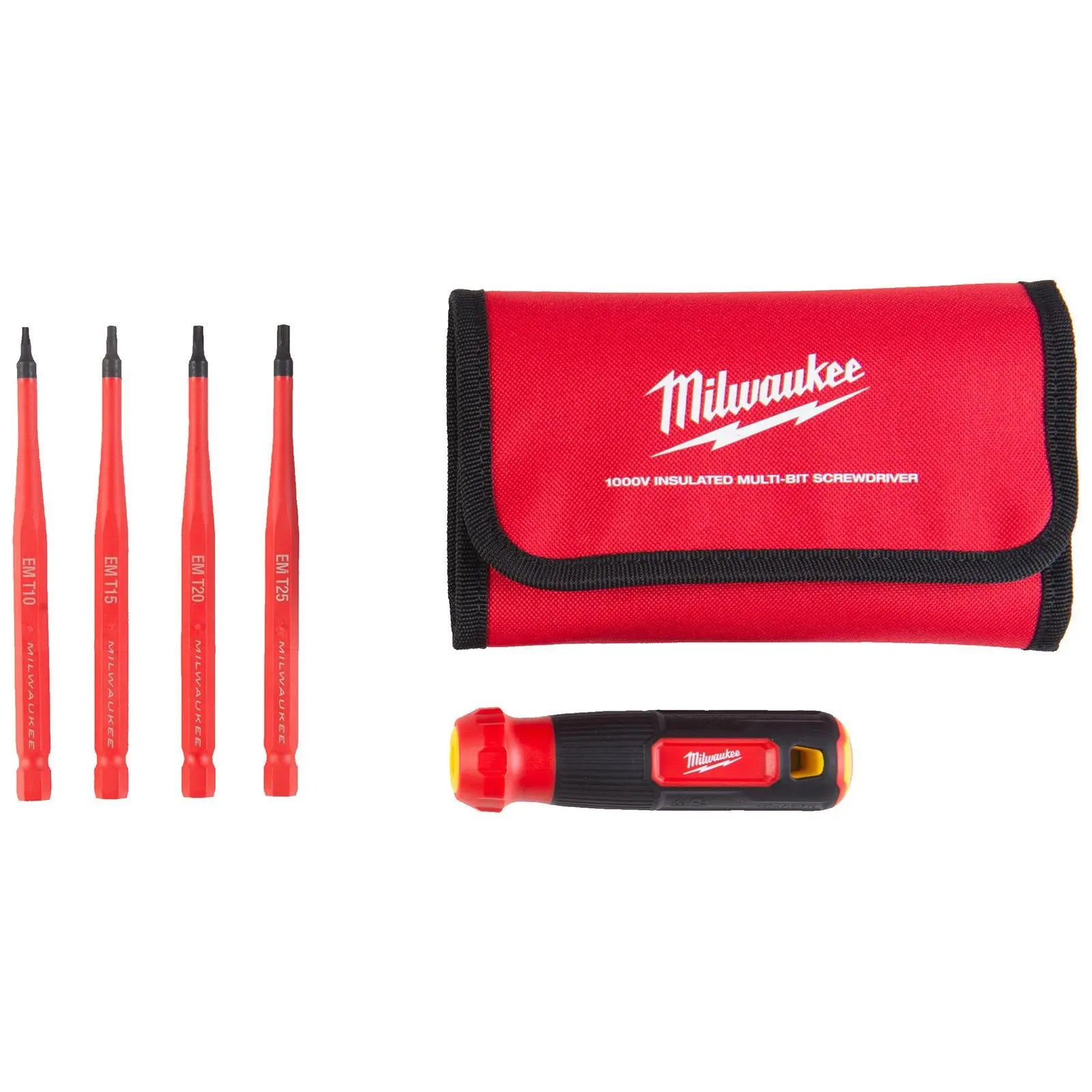 Milwaukee Insulated 4 In 1 Multi Shank Screwdriver Set VDE Torx T10-T25 Slim Shank