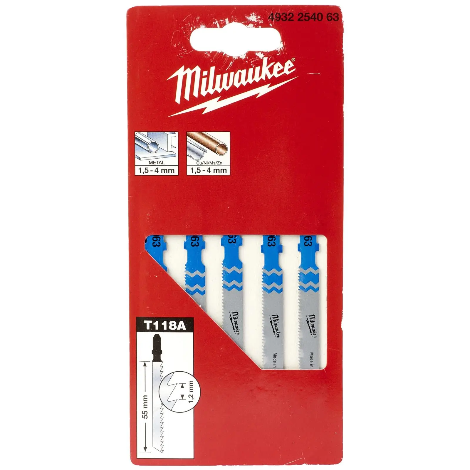 Milwaukee Jigsaw Blades for Metal 5 Pack Traditional Blade 55mm x 1.2mm T118A - Image 2