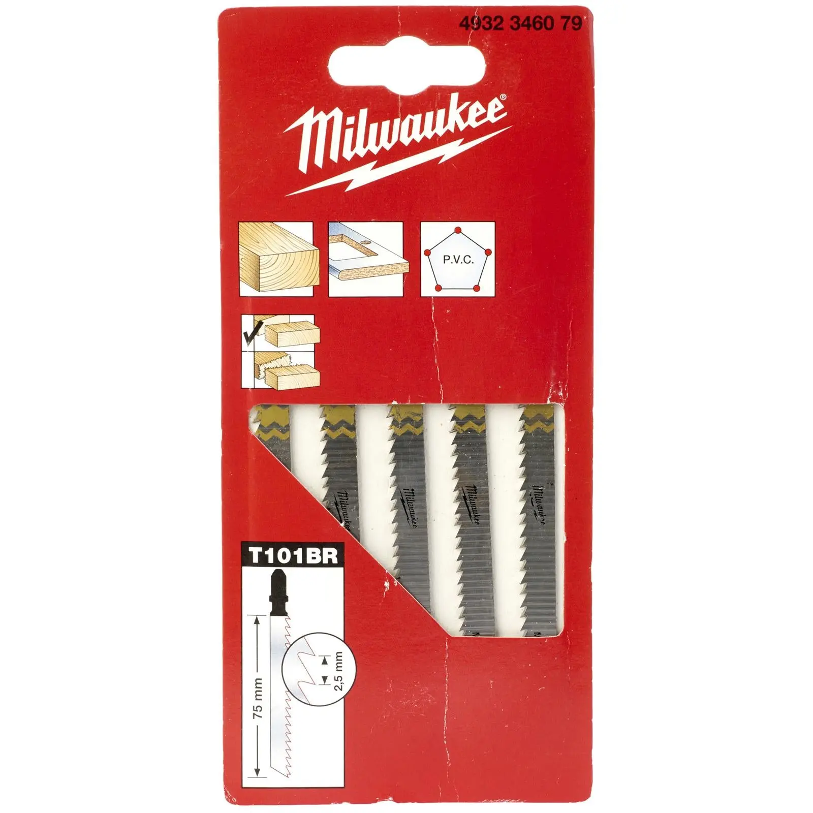 Milwaukee Jigsaw Blades Wood and Plastic 5 Pack Kitchen Worktops 75mm x 2.5mm T101BR - Image 2