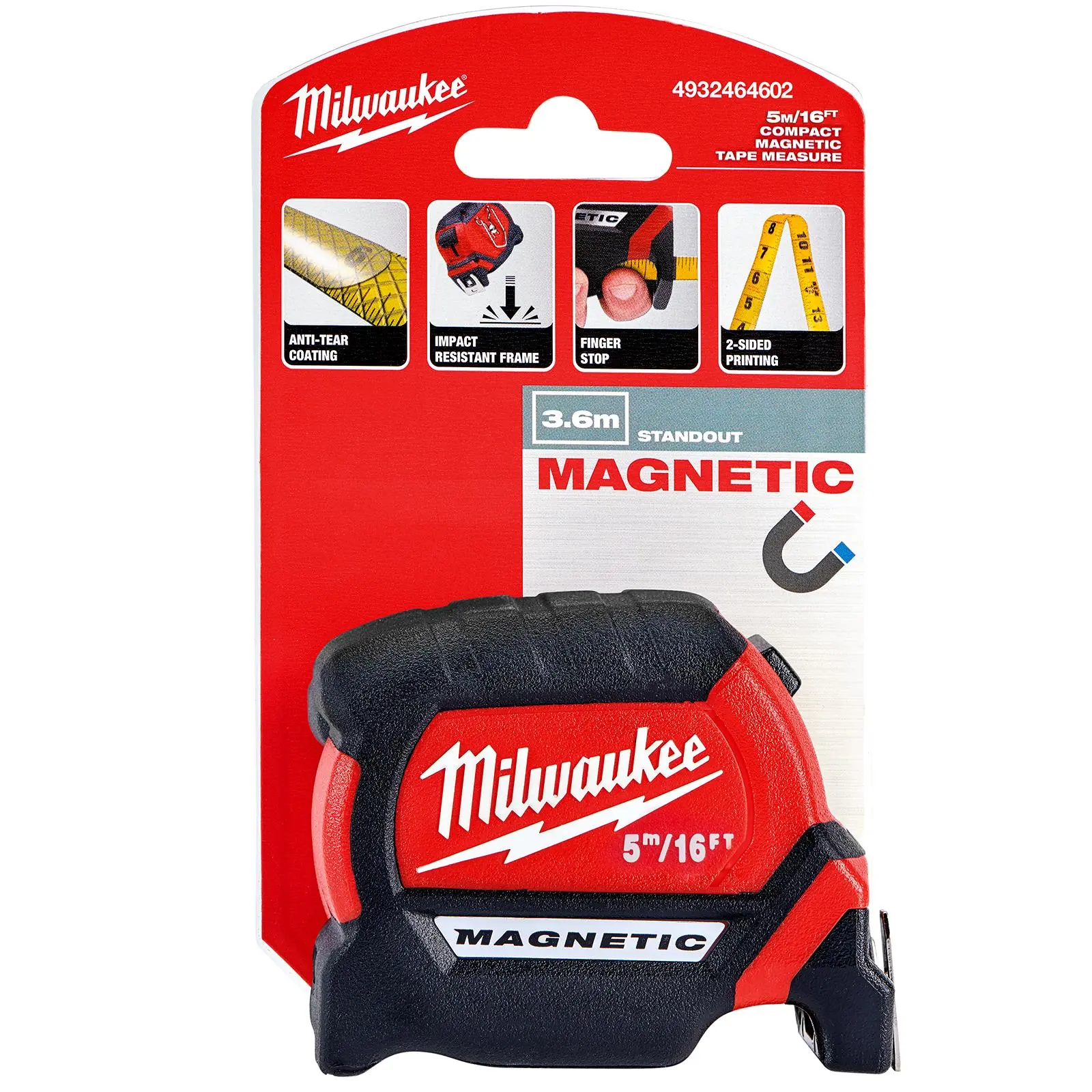 Milwaukee Magnetic Tape Measure Gen III 5m 16ft Metric Imperial 27mm Blade Width - Image 2