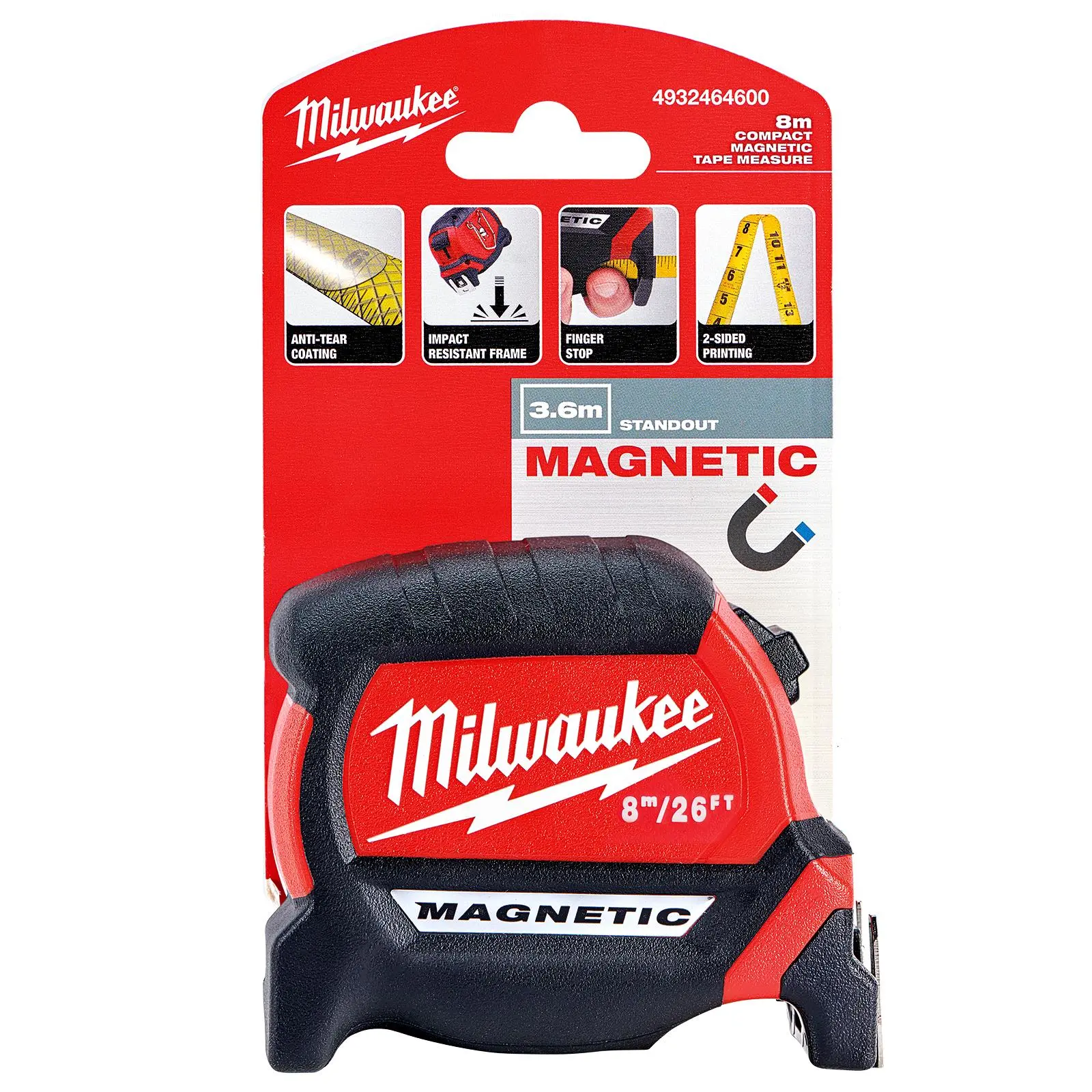Milwaukee Magnetic Tape Measure Gen III 8m 26ft Metric Imperial 27mm Blade Width - Image 2