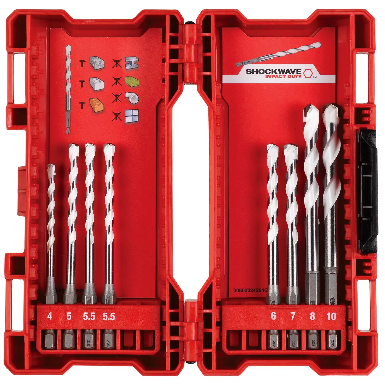 Milwaukee Multi Material Drill Bit Set SHOCKWAVE Impact Duty 8 Piece 4-10mm - Image 2