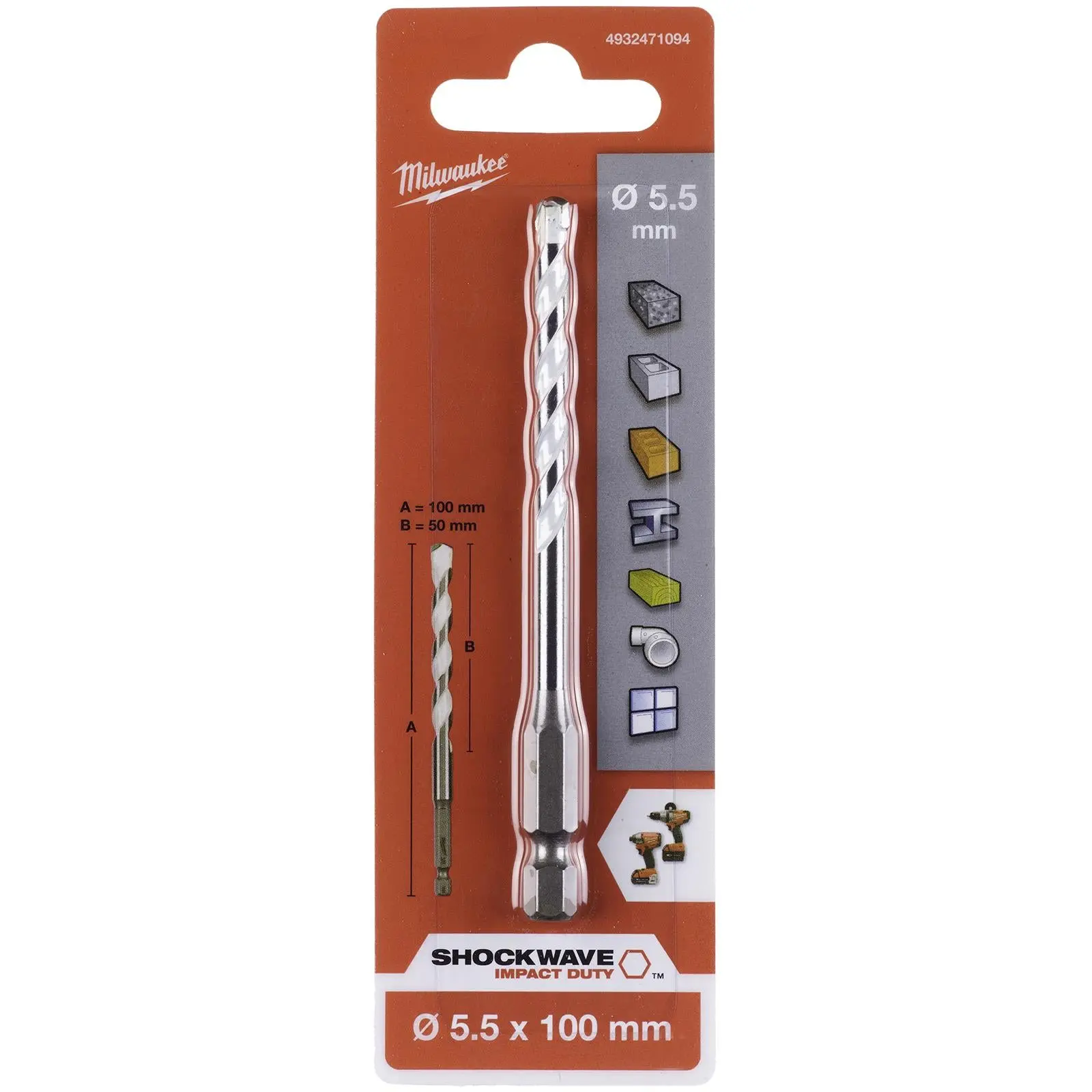 Milwaukee Multi Material Drill Bits Impact Rated TCT for Wood Metal Masonry - Image 21