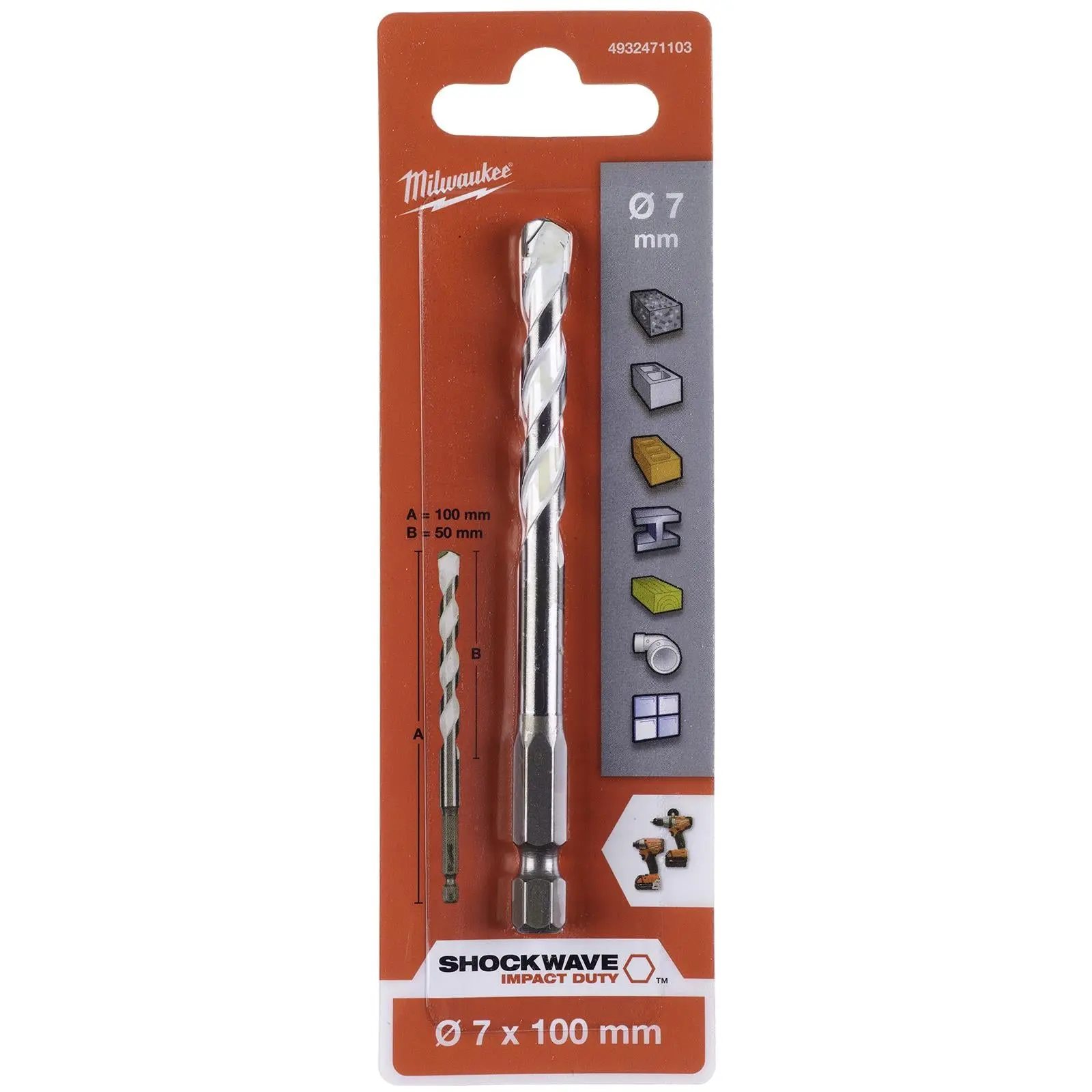 Milwaukee Multi Material Drill Bits Impact Rated TCT for Wood Metal Masonry - Image 3