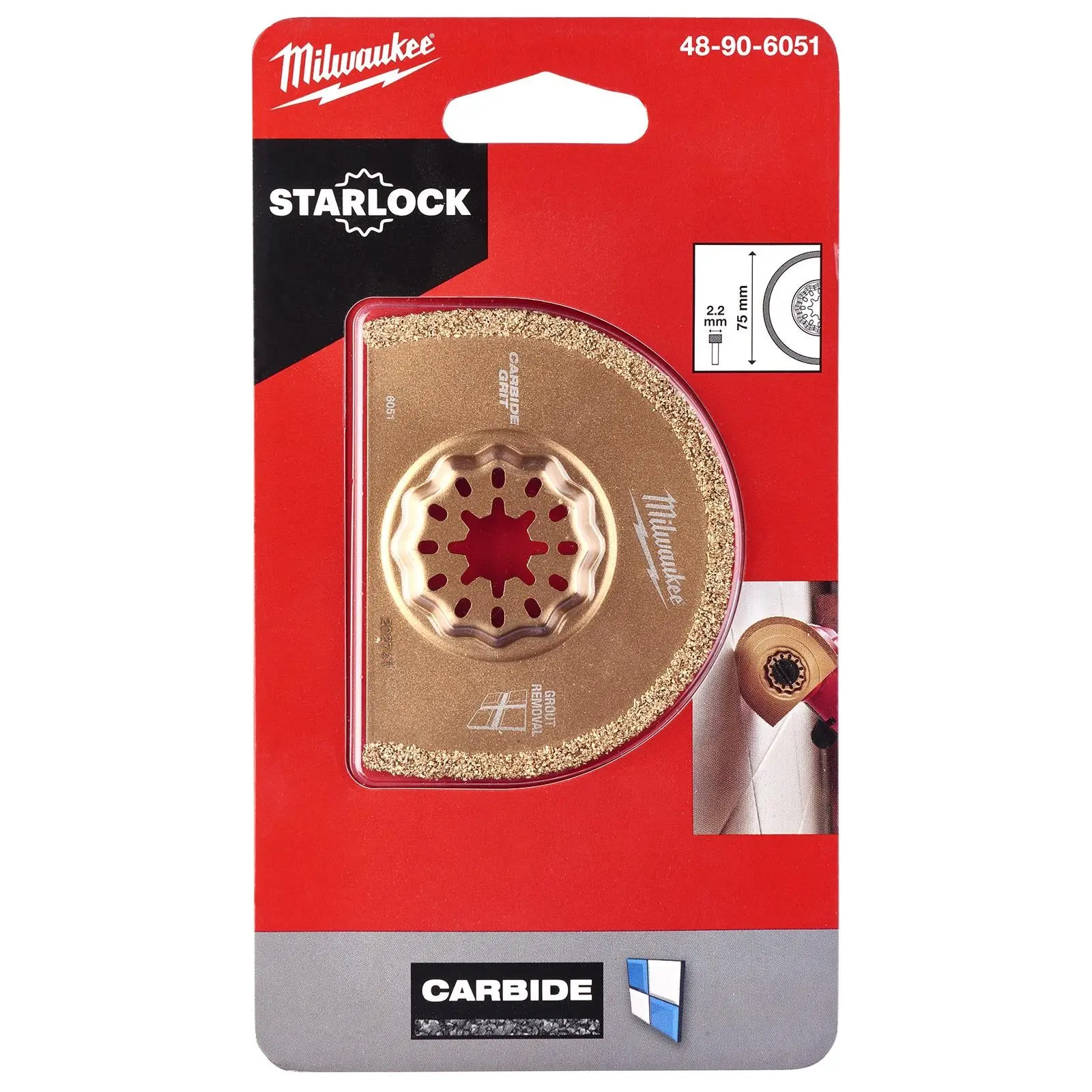 Milwaukee Multi Tool Grout Removal Carbide Grit Blade 75mm x 20mm x 2.2mm Starlock - Image 2