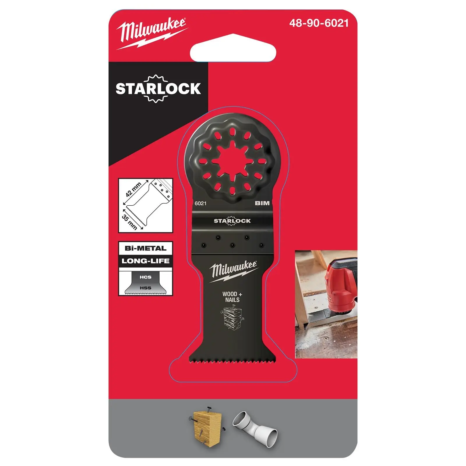 Milwaukee Multi Tool Wood with Nails Plunge Cut Blade 35mm Width x 42mm Length Bi Metal - Image 2