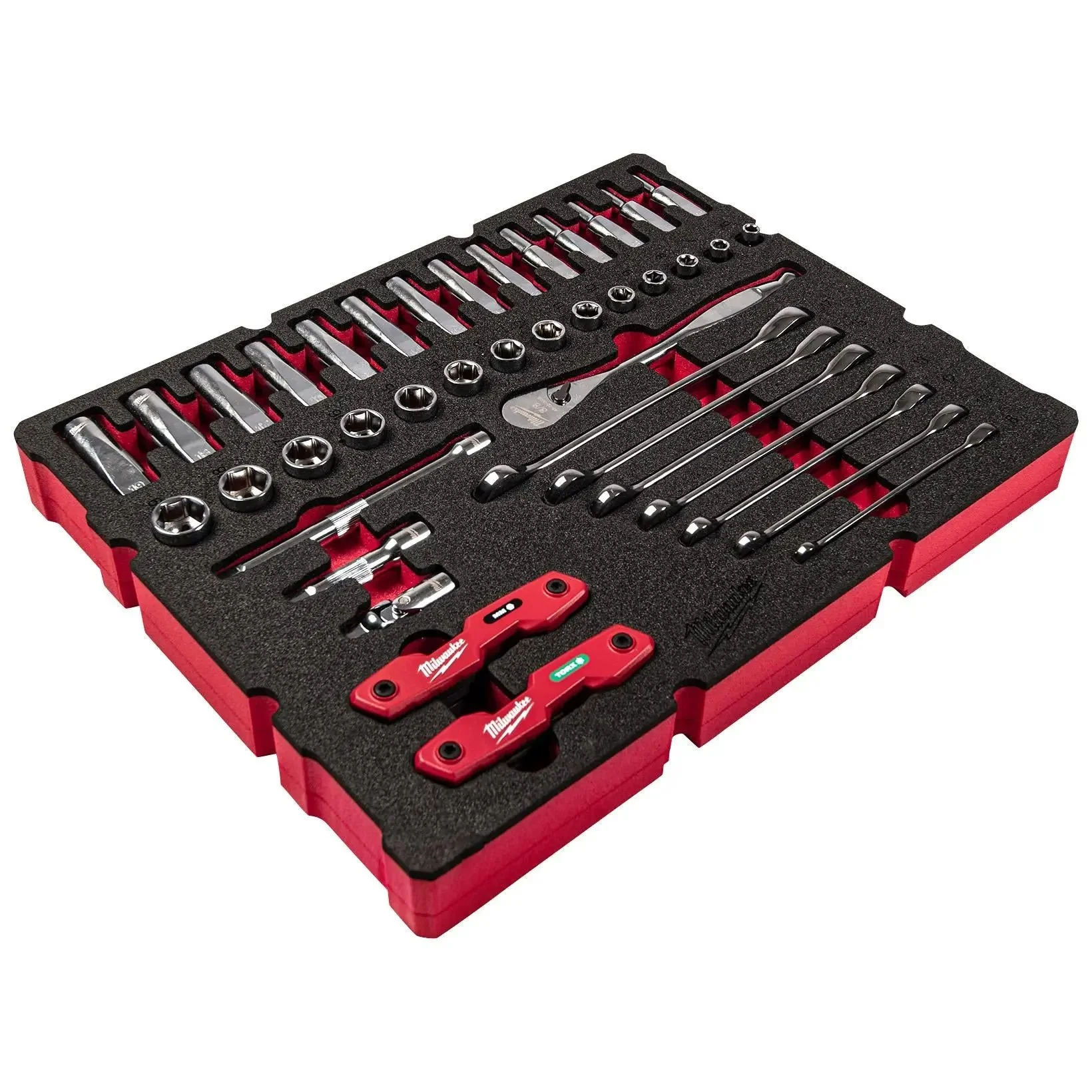 Milwaukee Packout Drawer 3/8" Drive Ratchet and Ratcheting Combi Spanner Foam Insert Set 55pc - Image 3
