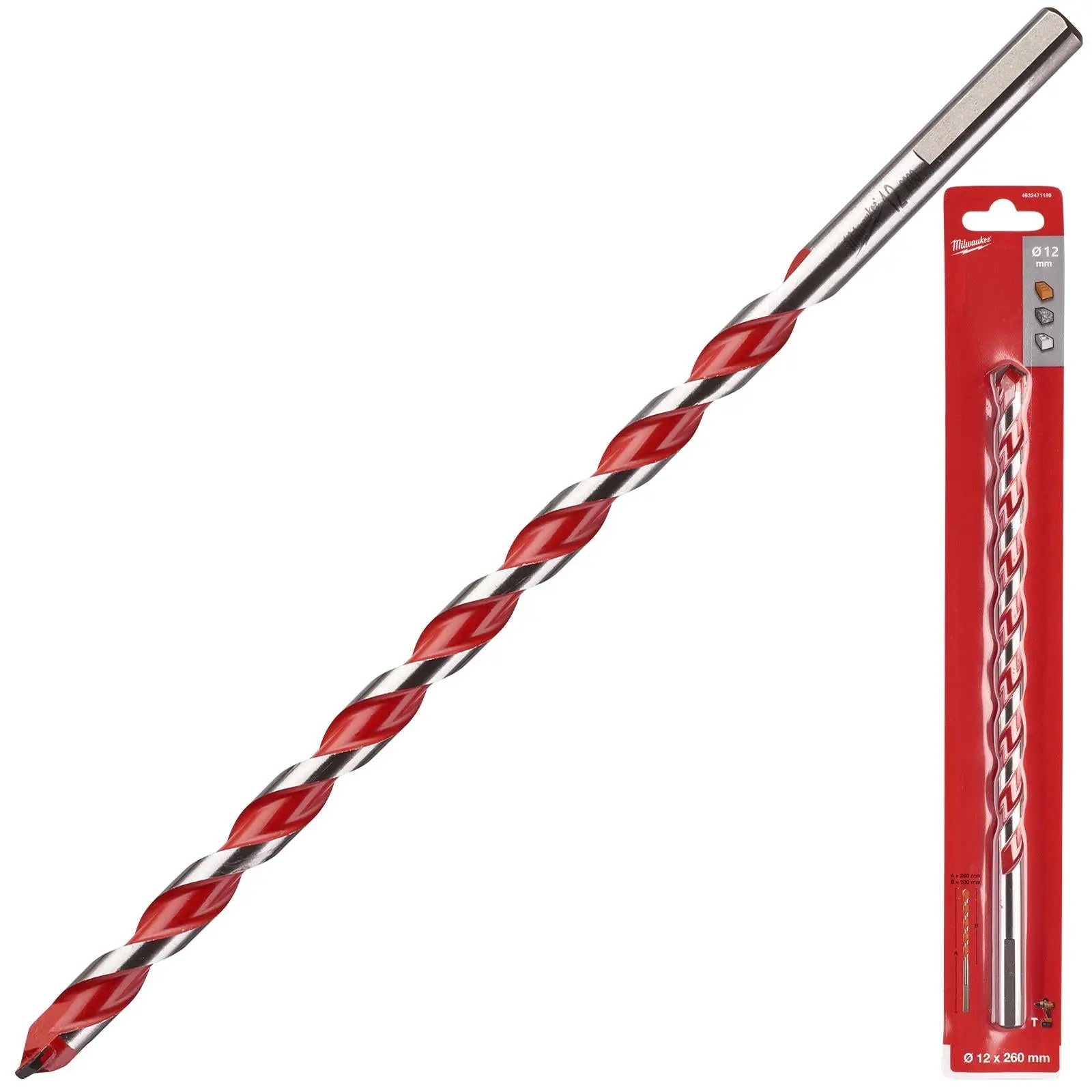 Milwaukee Premium Concrete Masonry Drill Bits 3 Flat Shank Hammer and Rotary - Image 10