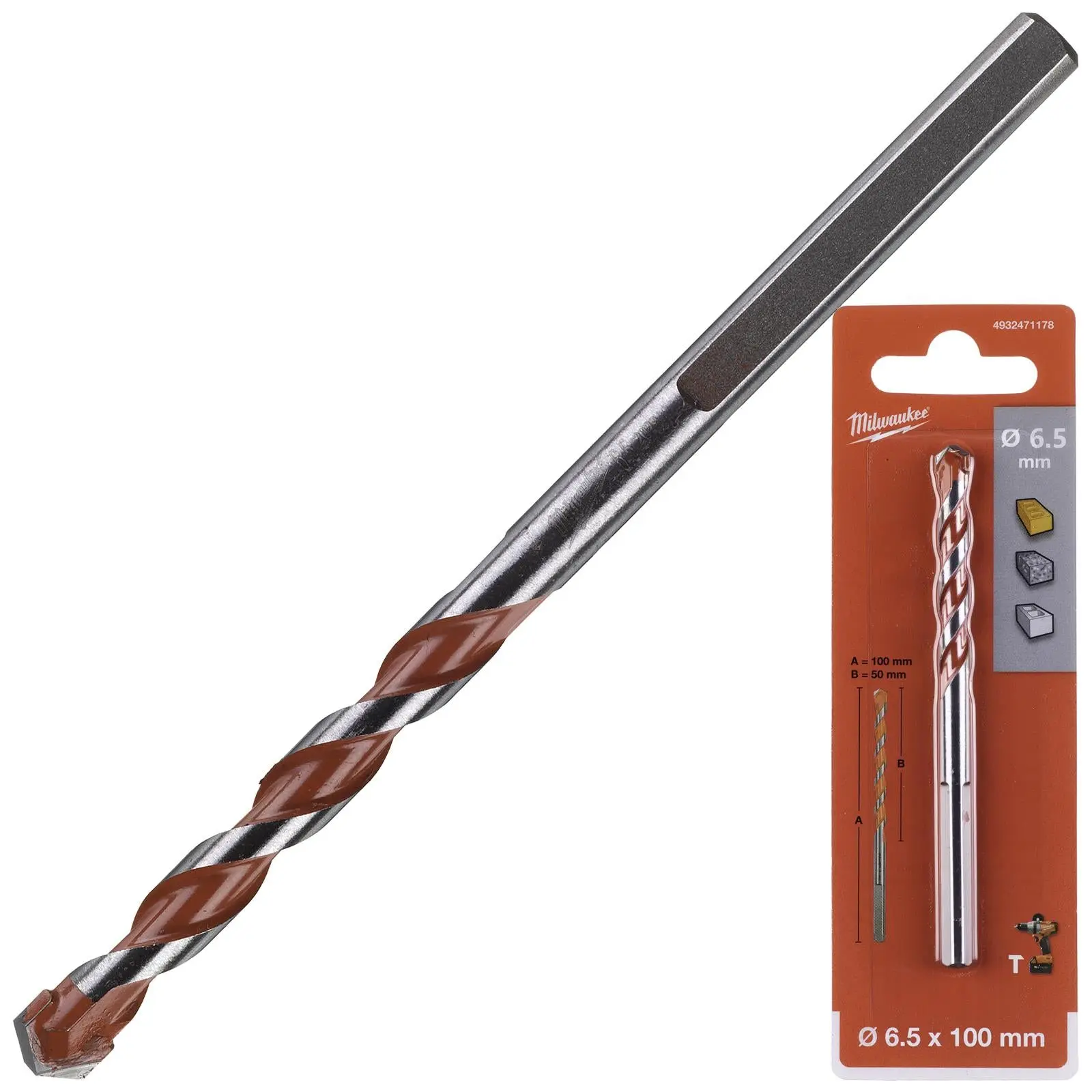 Milwaukee Premium Concrete Masonry Drill Bits 3 Flat Shank Hammer and Rotary - Image 13