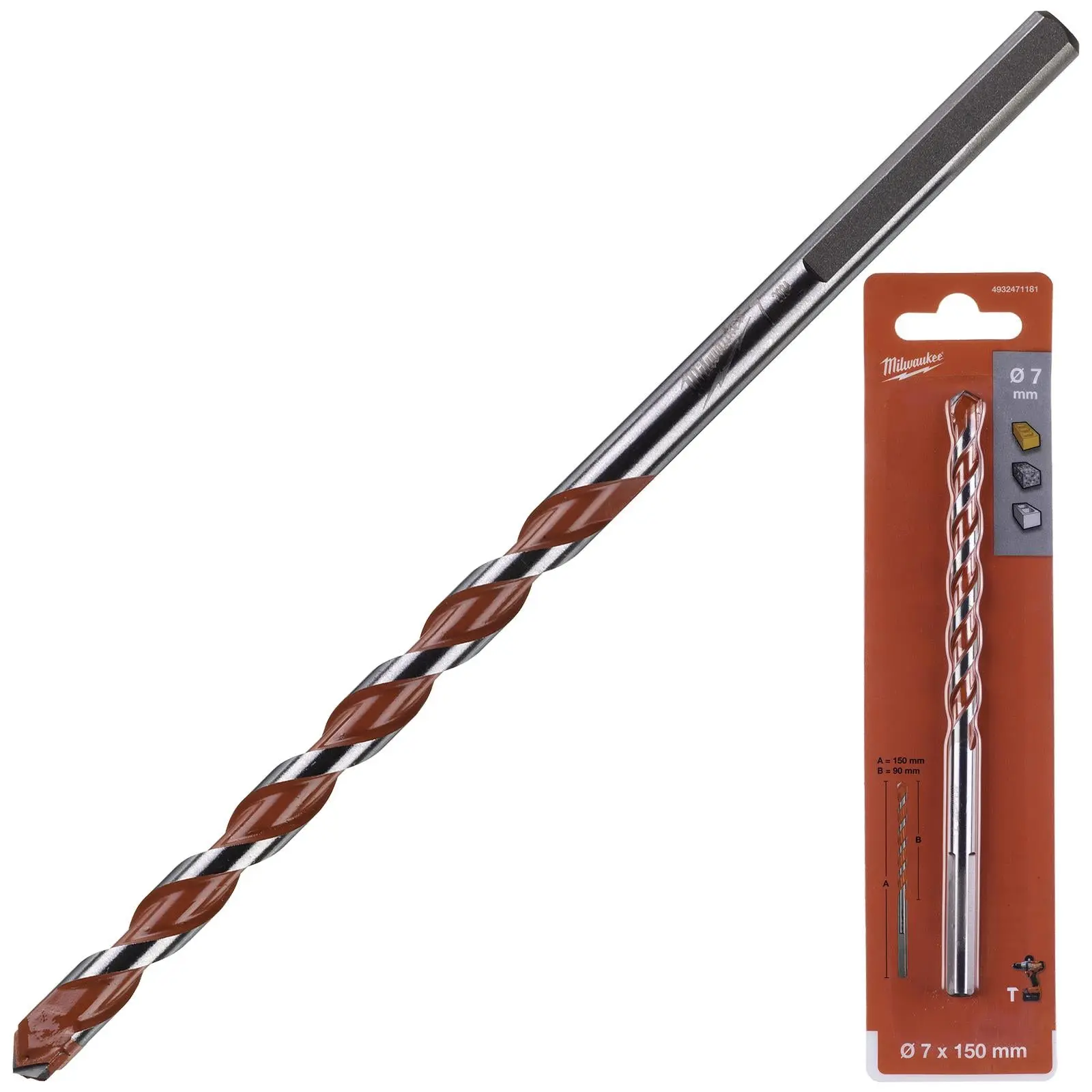 Milwaukee Premium Concrete Masonry Drill Bits 3 Flat Shank Hammer and Rotary - Image 19