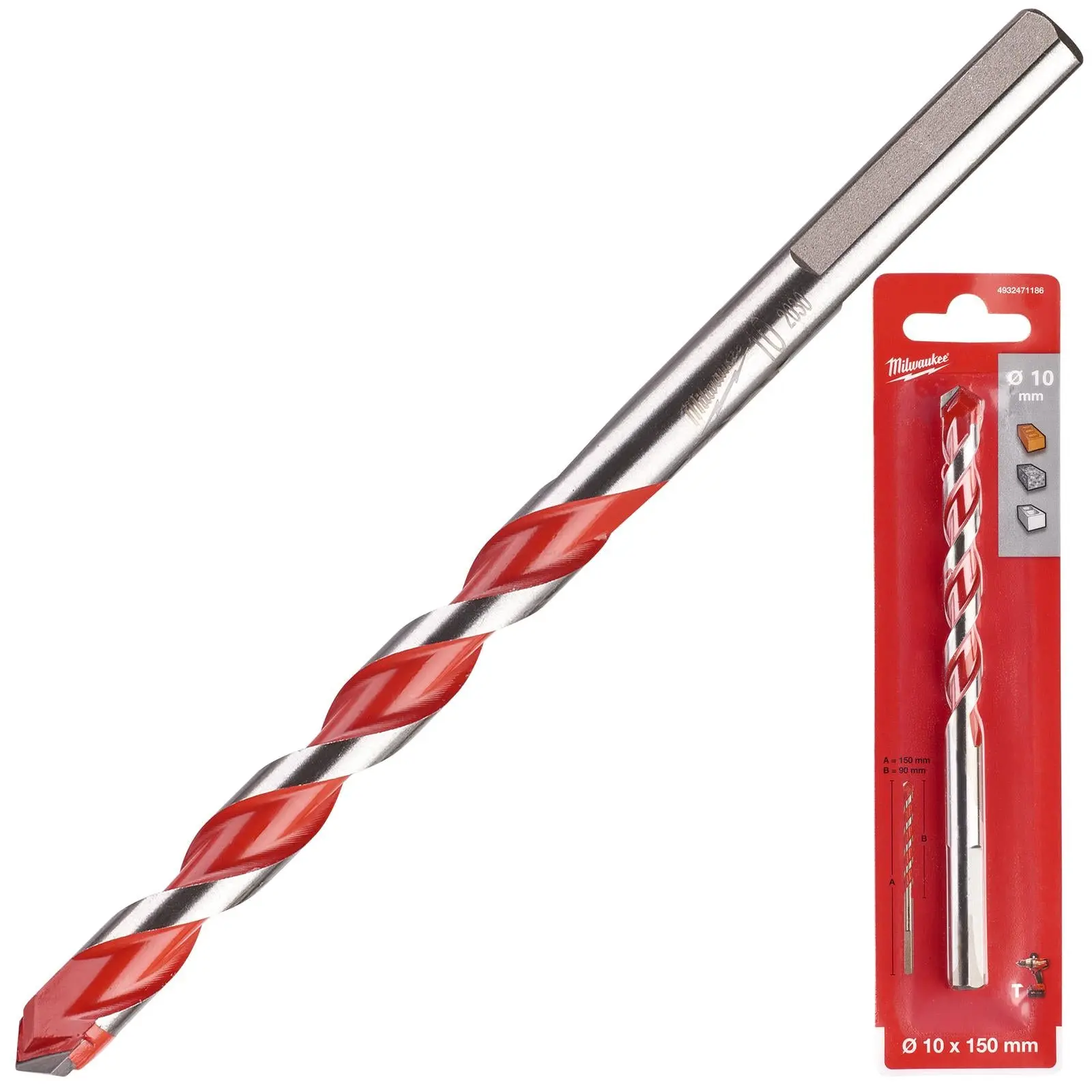 Milwaukee Premium Concrete Masonry Drill Bits 3 Flat Shank Hammer and Rotary - Image 22