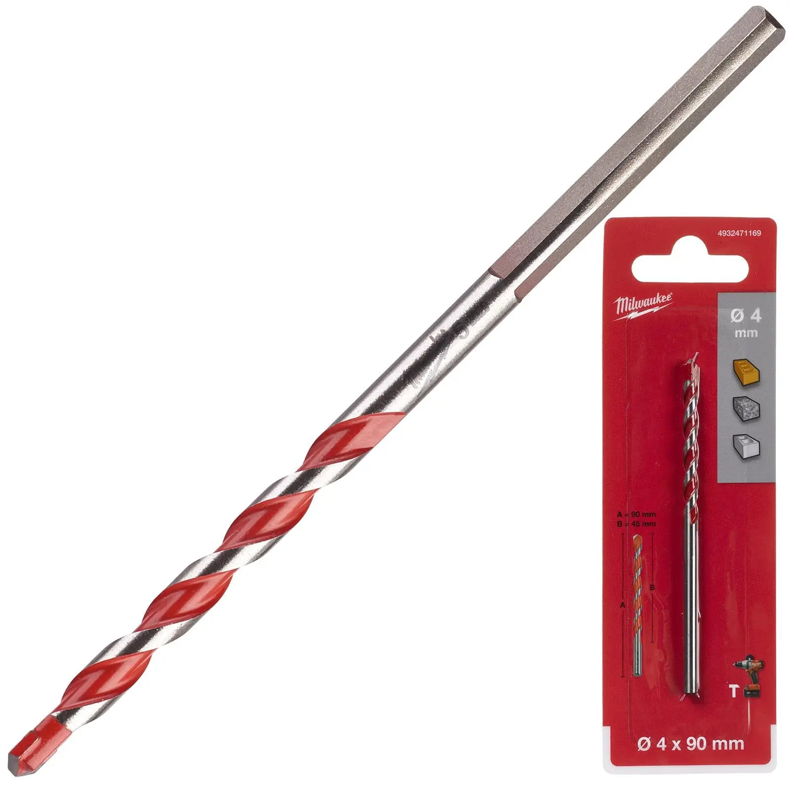 Milwaukee Premium Concrete Masonry Drill Bits 3 Flat Shank Hammer and Rotary - Image 25