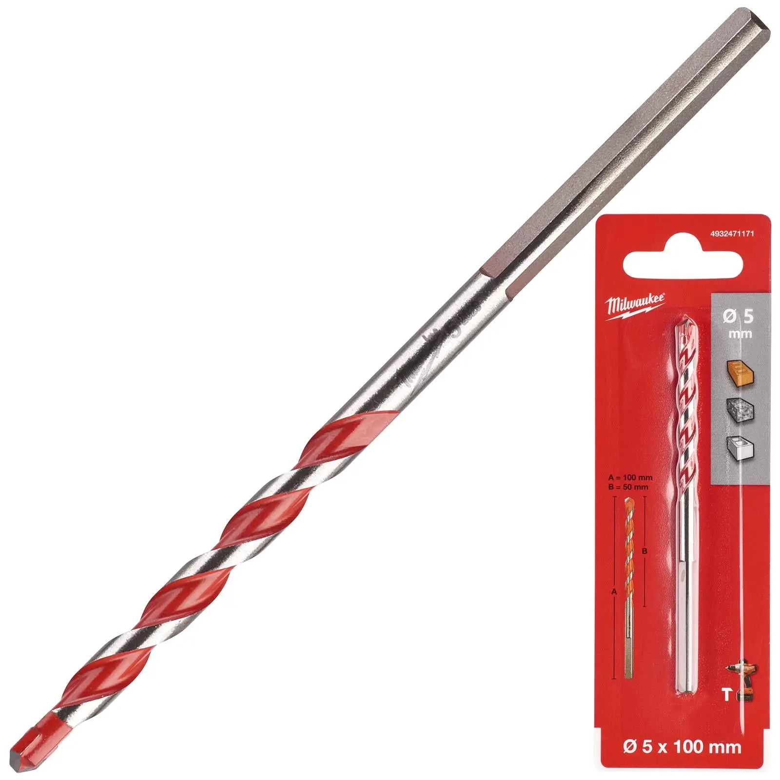 Milwaukee Premium Concrete Masonry Drill Bits 3 Flat Shank Hammer and Rotary - Image 28
