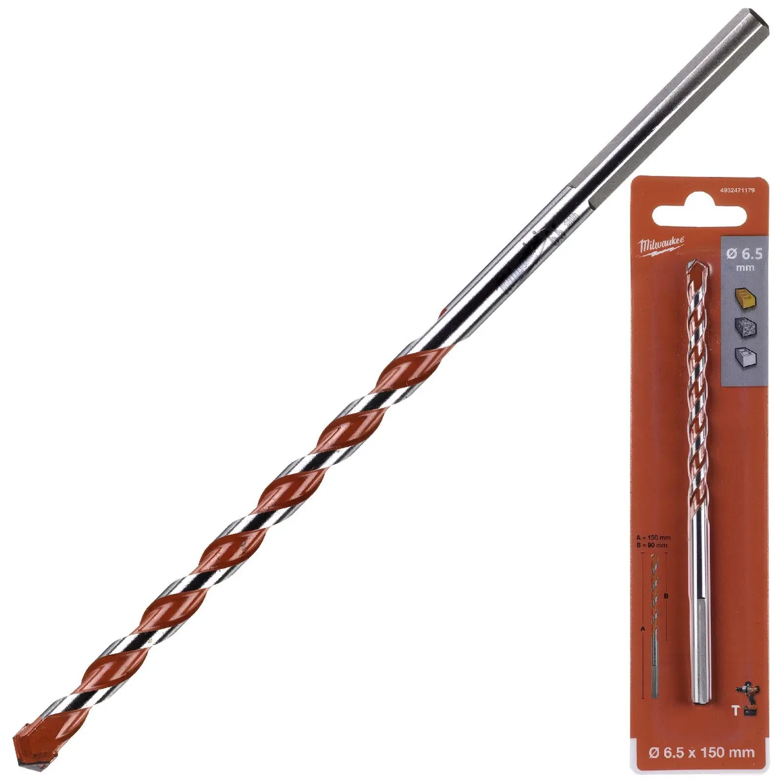 Milwaukee Premium Concrete Masonry Drill Bits 3 Flat Shank Hammer and Rotary - Image 31