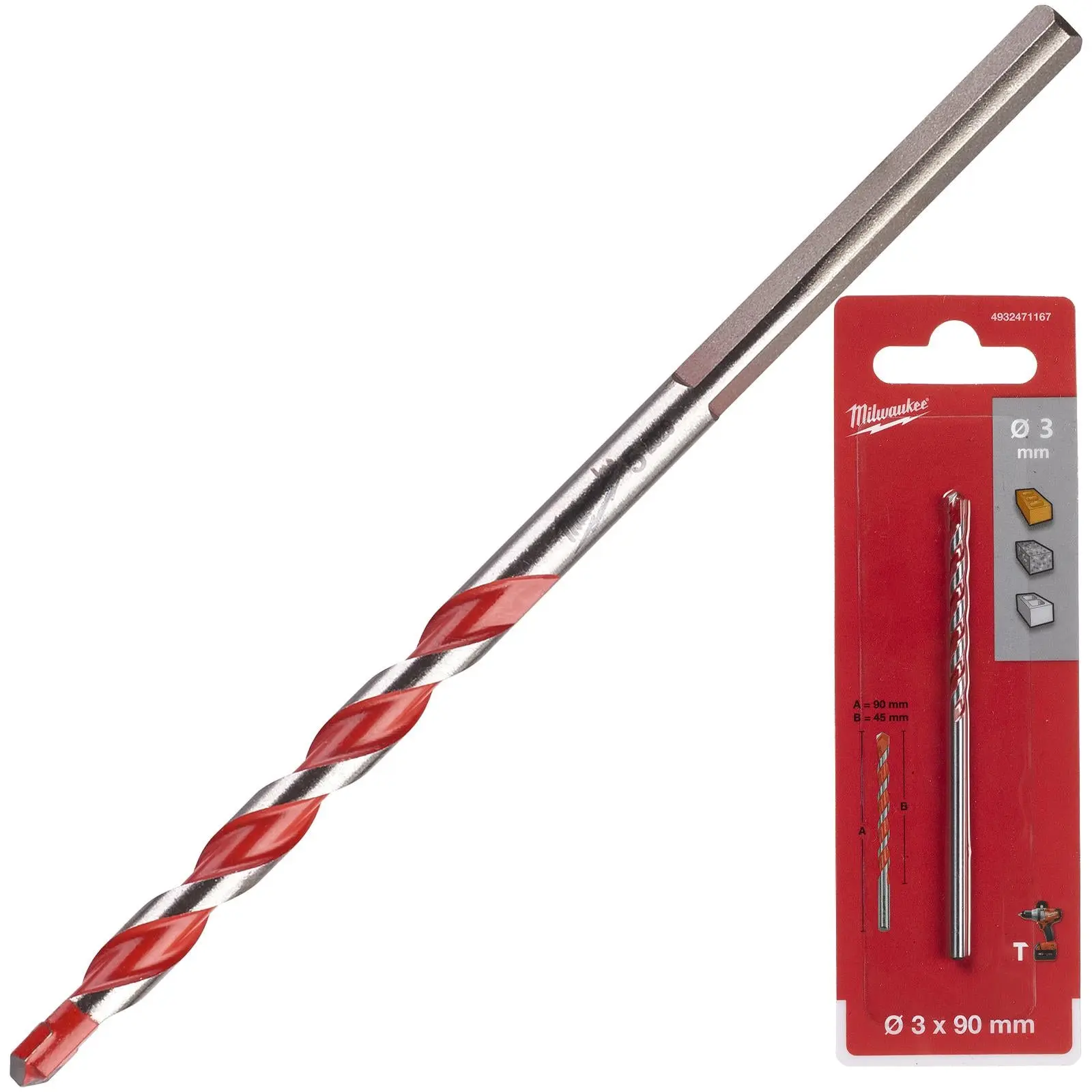 Milwaukee Premium Concrete Masonry Drill Bits 3 Flat Shank Hammer and Rotary - Image 34
