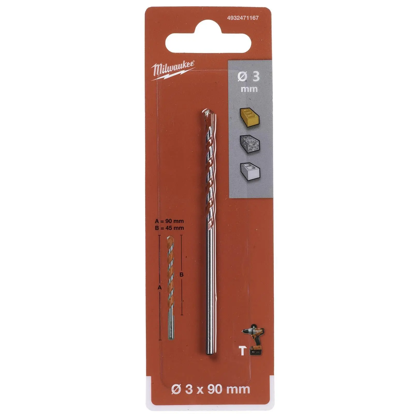Milwaukee Premium Concrete Masonry Drill Bits 3 Flat Shank Hammer and Rotary - Image 35