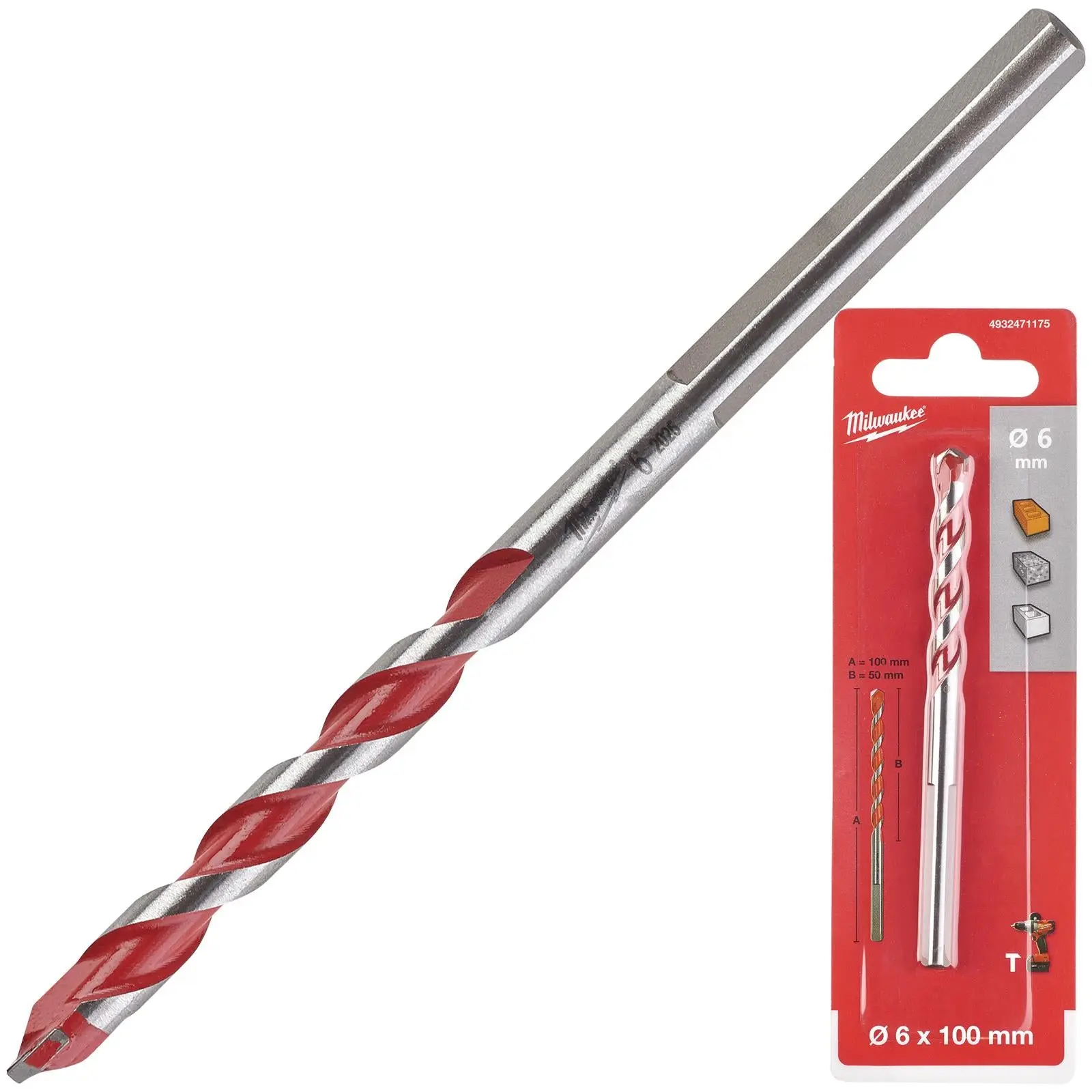 Milwaukee Premium Concrete Masonry Drill Bits 3 Flat Shank Hammer and Rotary - Image 43