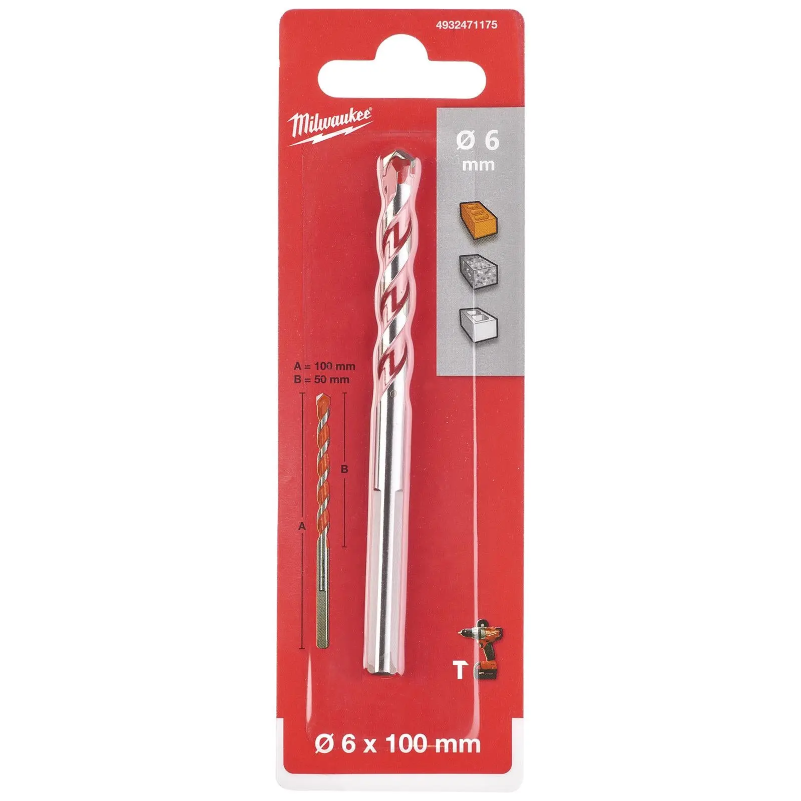 Milwaukee Premium Concrete Masonry Drill Bits 3 Flat Shank Hammer and Rotary - Image 44