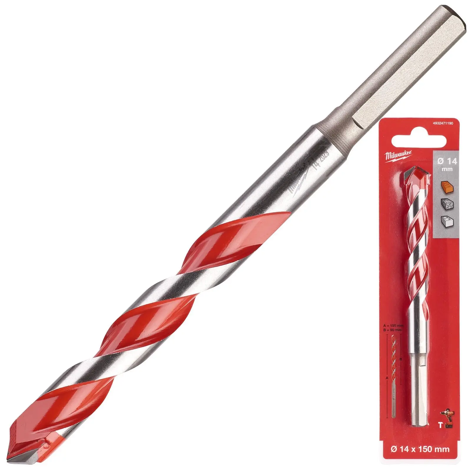 Milwaukee Premium Concrete Masonry Drill Bits 3 Flat Shank Hammer and Rotary - Image 49