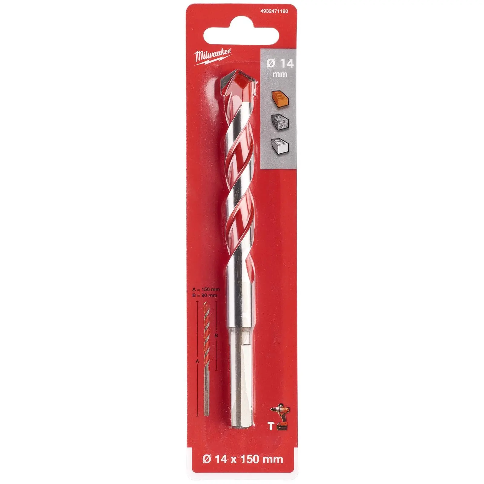 Milwaukee Premium Concrete Masonry Drill Bits 3 Flat Shank Hammer and Rotary - Image 50