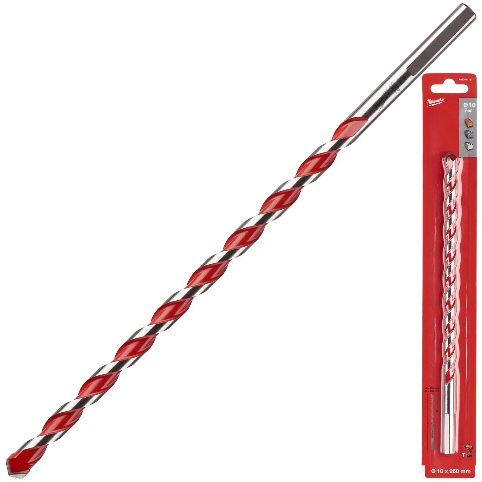 Milwaukee Premium Concrete Masonry Drill Bits 3 Flat Shank Hammer and Rotary - Image 52