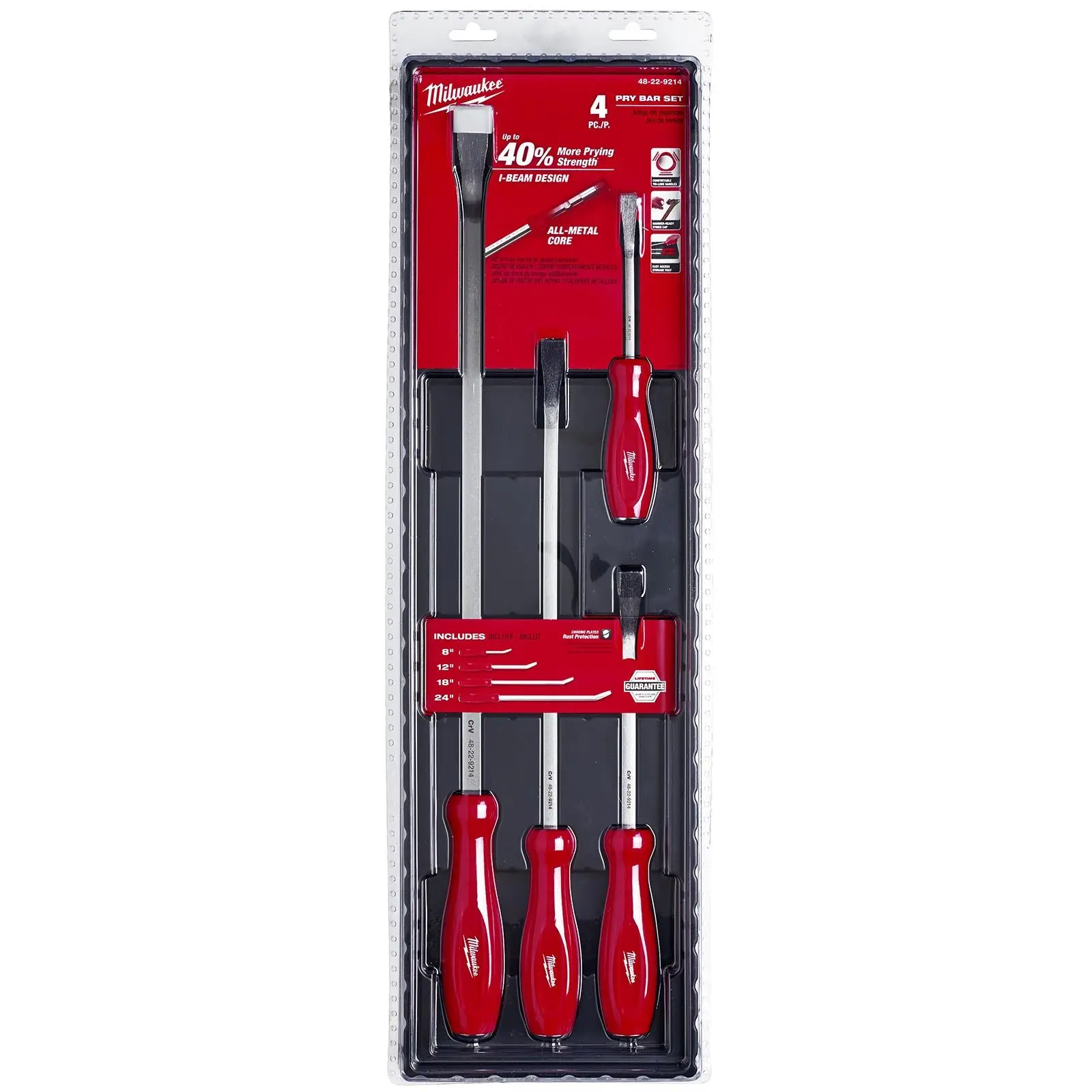 Milwaukee Pry Bar Set 4 Piece 200mm-600mm Hammer-Ready Strike Cap Tri-Lobe - Image 2