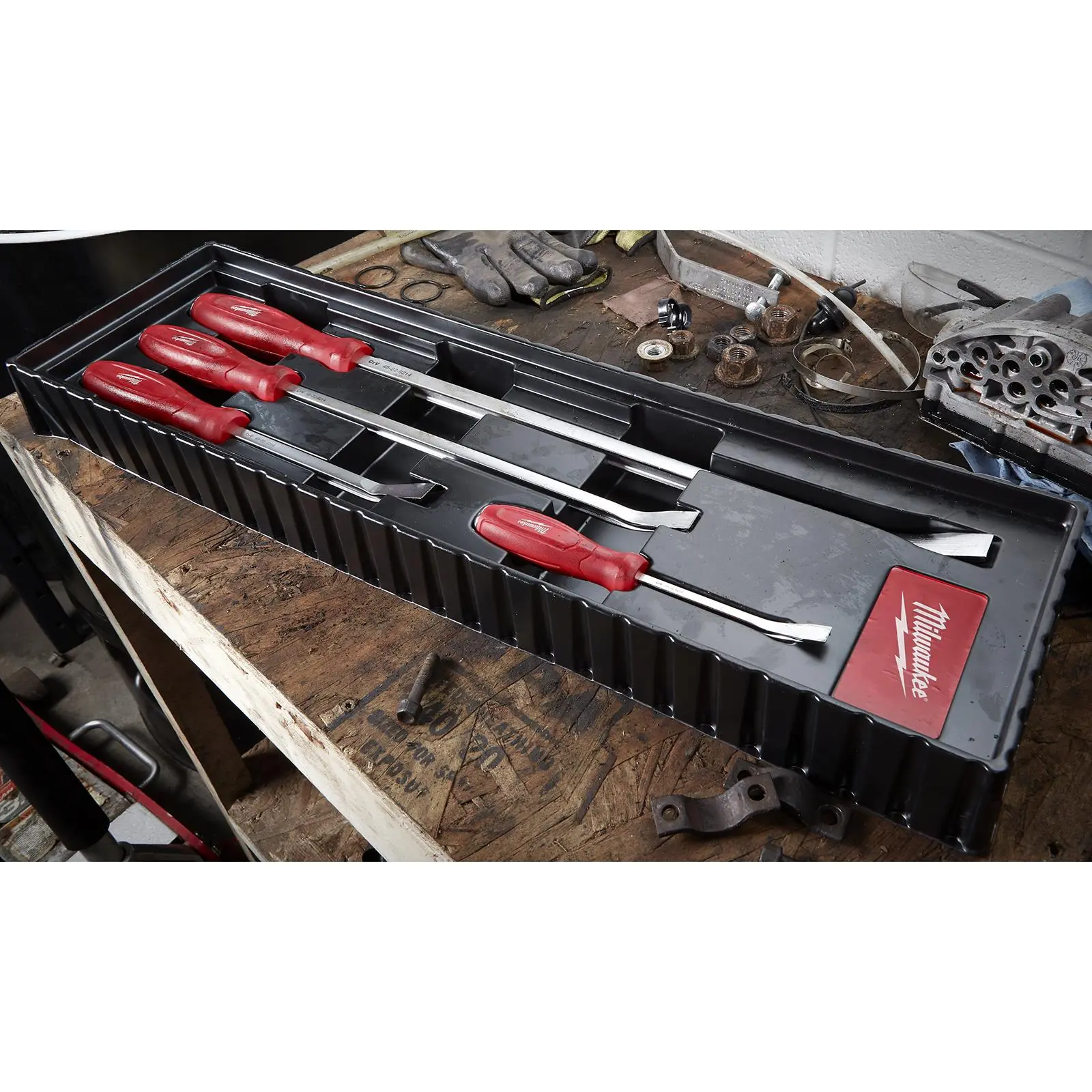 Milwaukee Pry Bar Set 4 Piece 200mm-600mm Hammer-Ready Strike Cap Tri-Lobe - Image 8