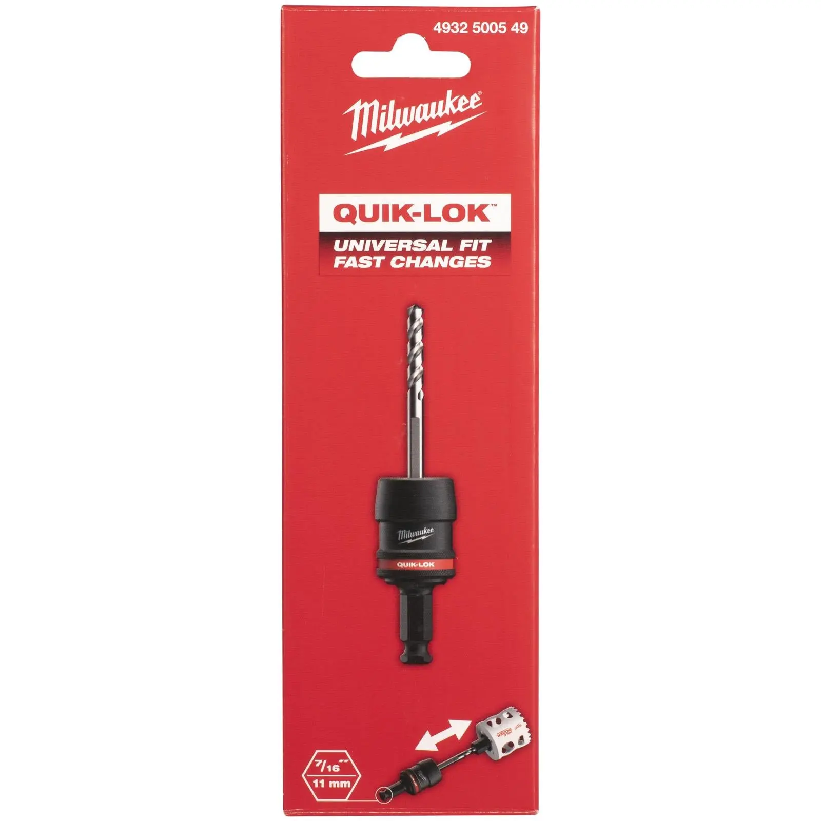 Milwaukee Quik-Lok Holesaw Arbor 11mm Hex Shank 32-210mm Hole Saws - Image 2