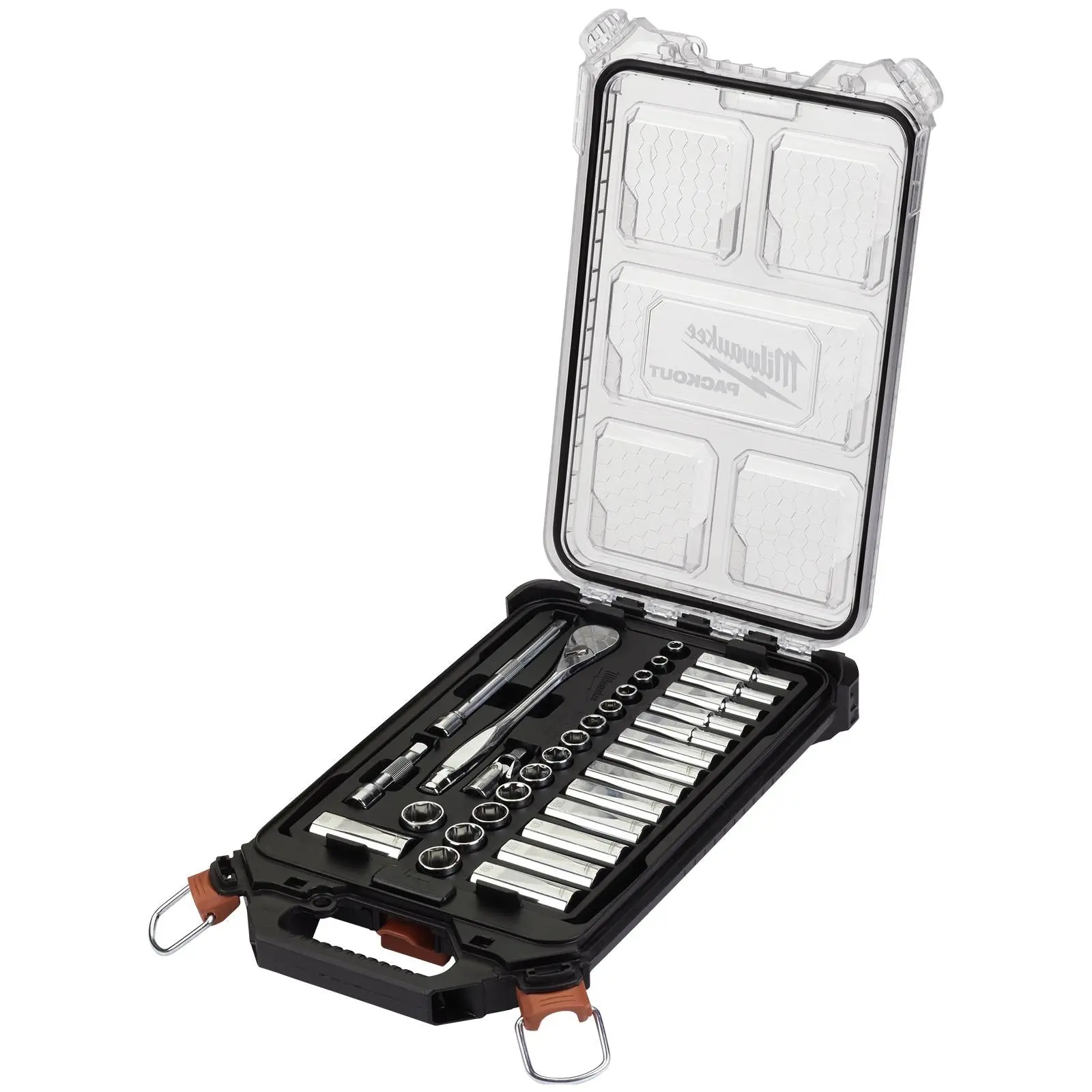 Milwaukee Ratchet and Socket Set 3/8" Drive 32 Piece Packout Compact Slim Organiser - Image 2