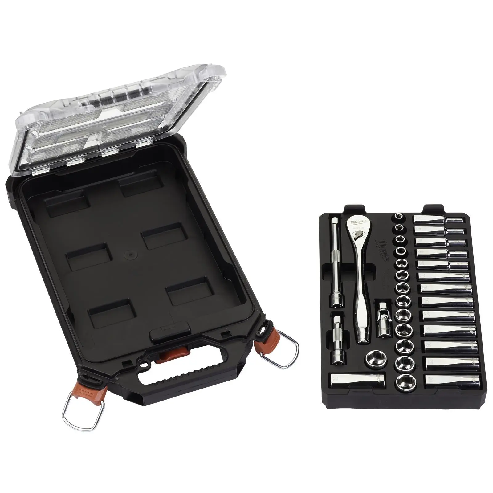 Milwaukee Ratchet and Socket Set 3/8" Drive 32 Piece Packout Compact Slim Organiser - Image 4