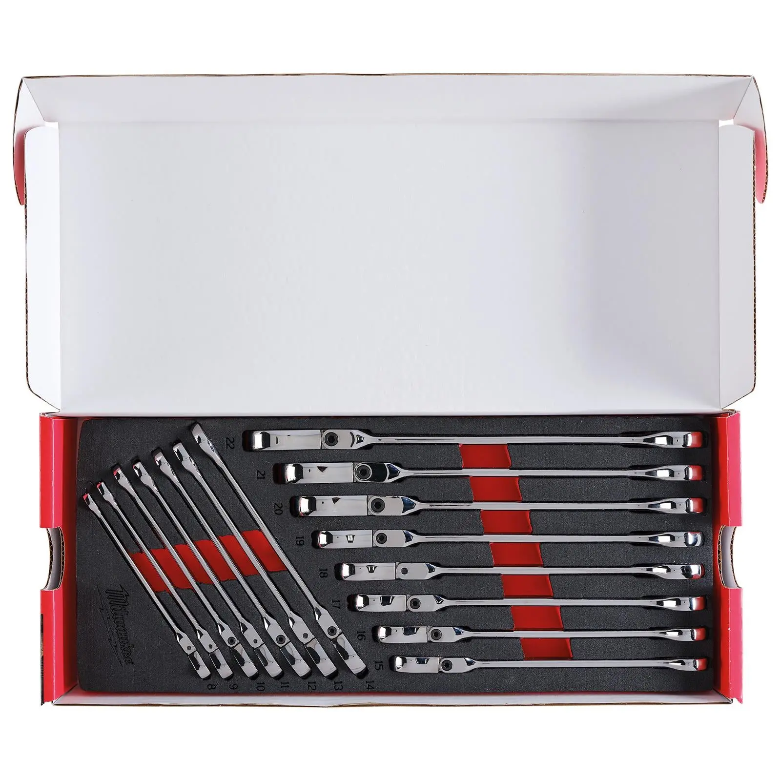 Milwaukee Ratchet Combination Spanner Set Flexi Head MAX BITE 15 Piece in Foam Insert - Image 6