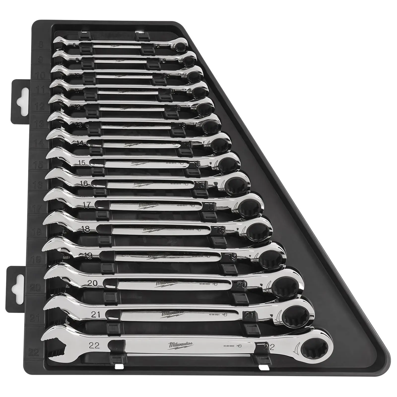 Milwaukee Ratchet Combination Spanner Set MAX BITE 15 Piece Fixed Head 8-22mm - Image 3