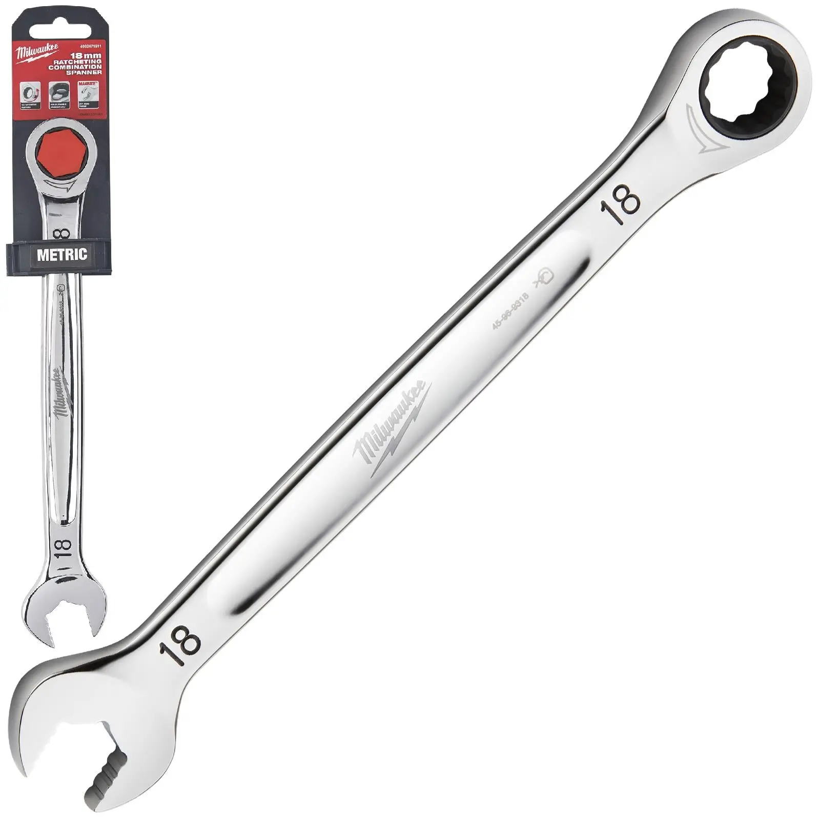 Milwaukee Ratchet Combination Spanners MAX BITE Fixed Head Open End Ring - Choose Size - Image 40