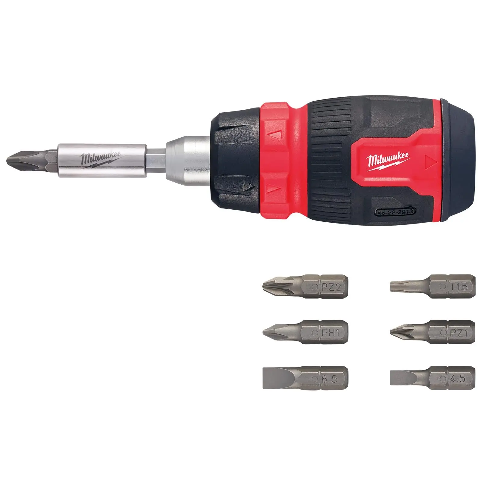 Milwaukee Ratchet Screwdriver Set Compact 8 in 1 Multi Bit Stubby Pozi Phillips Torx Slotted - Image 7