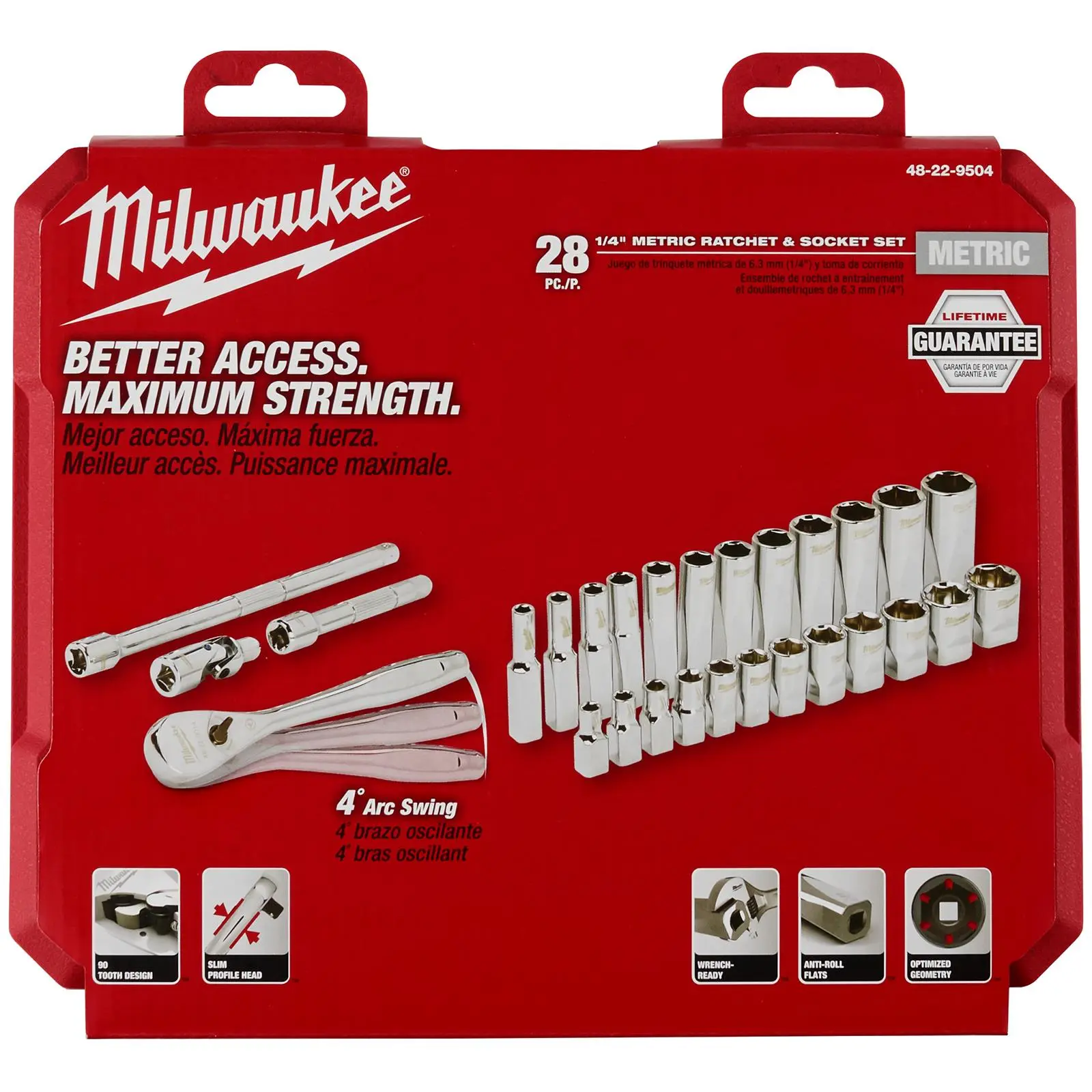 Milwaukee Ratchet Socket Set 1/4" Drive 28 Piece Metric 5-15mm - Image 2