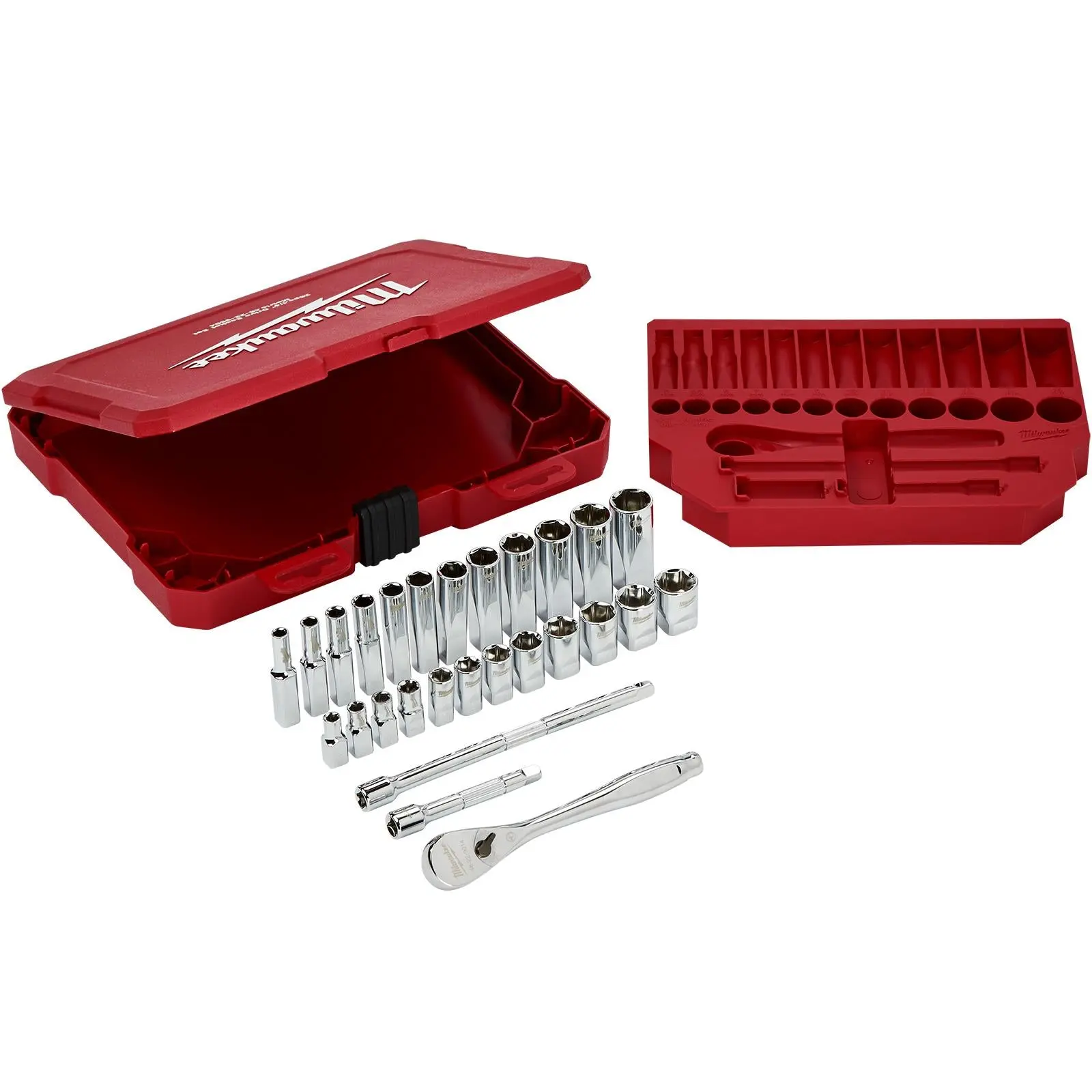 Milwaukee Ratchet Socket Set 1/4" Drive 28 Piece Metric 5-15mm - Image 3