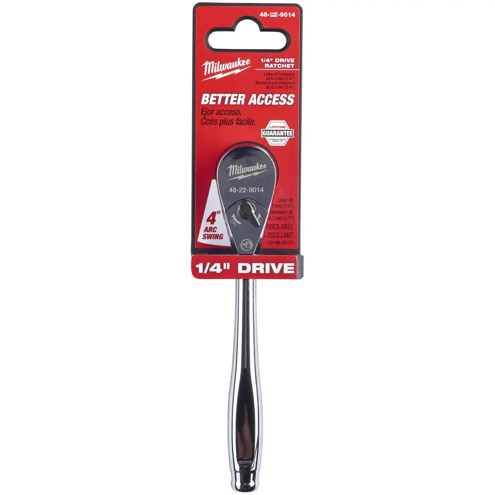 Milwaukee Ratchet Wrench 1/4" Drive 90 Tooth 152mm Long - Image 2