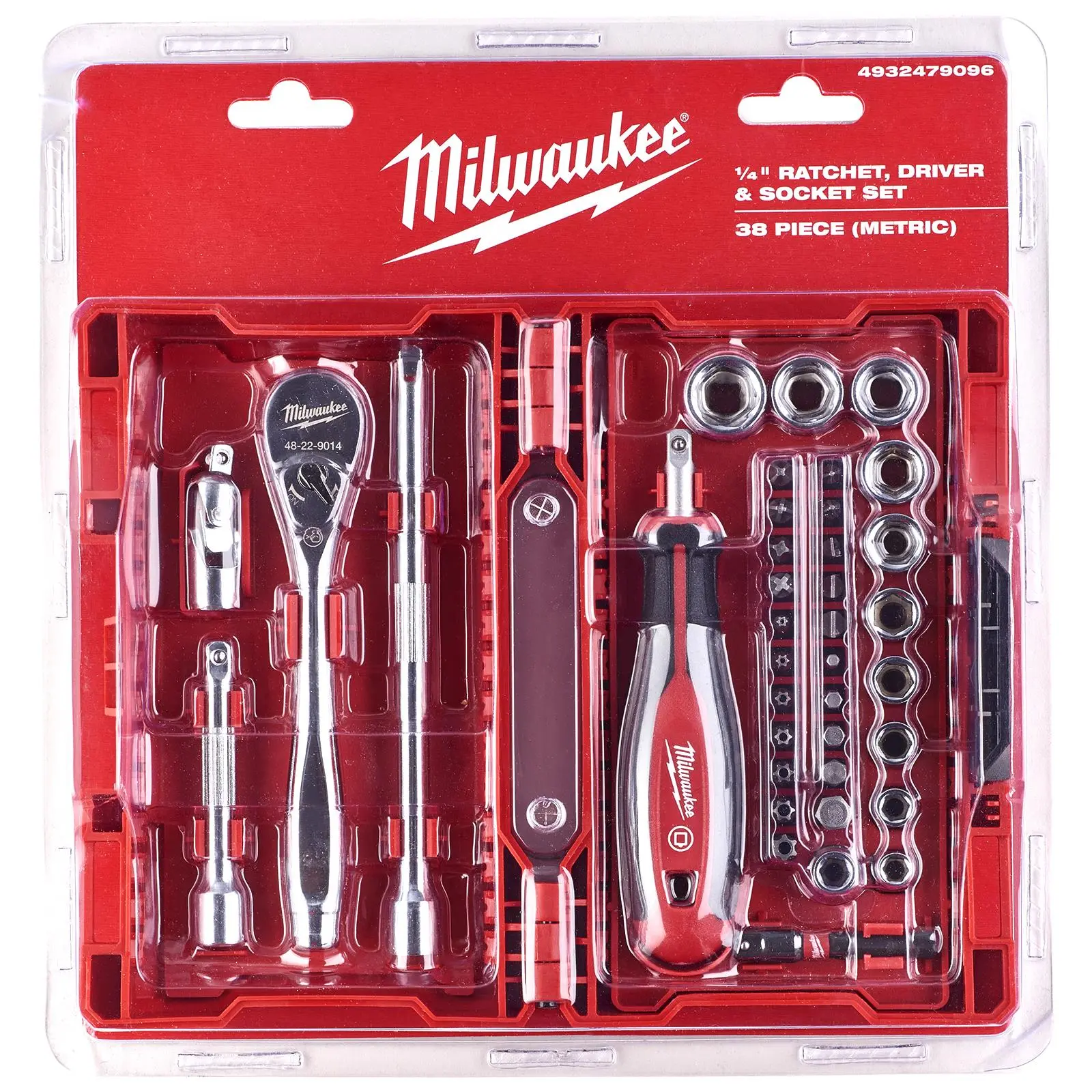 Milwaukee Ratchet Wrench Driver and Socket Set 1/4" in Case 90 Tooth Handle - Image 3