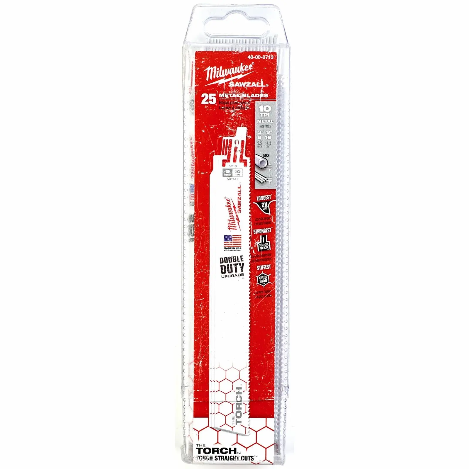 Milwaukee Reciprocating Saw Blade Sawzall 230mm 10 TPI 25 Pack Metal TORCH Demolition Blade - Image 2