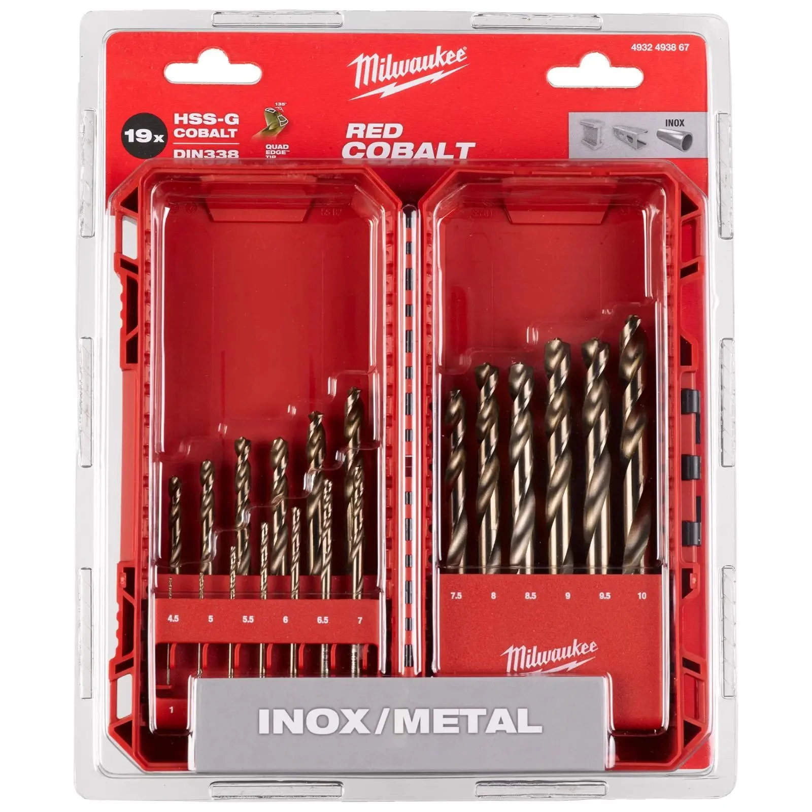 Milwaukee Red Cobalt Metal HSS Drill Bit Set 19 Piece 1-10mm - Image 2