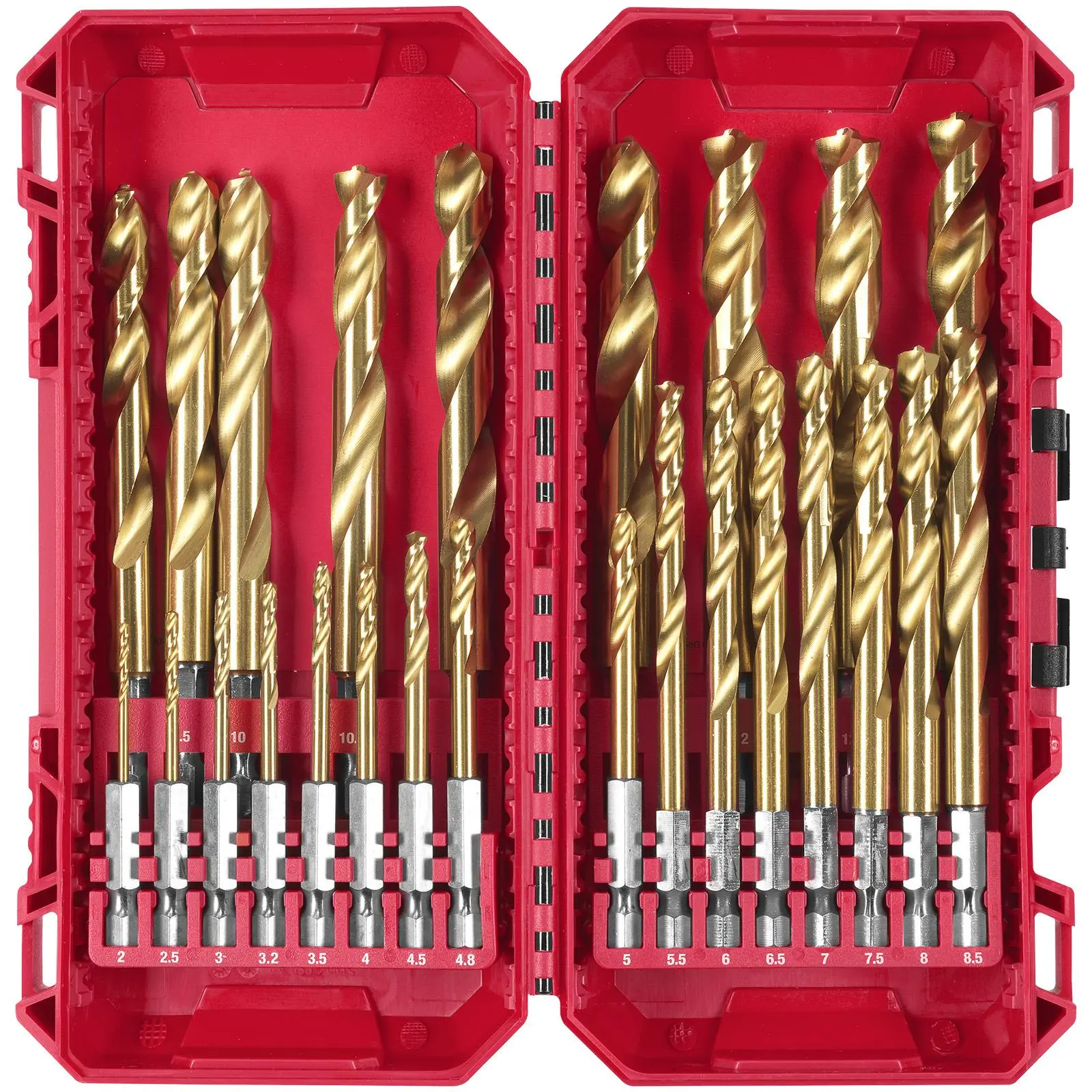 Milwaukee RED HEX Metal Drill Bit Set SHOCKWAVE Impact Duty 1/4" Hex HSS Drills 1-13mm 25 Pieces