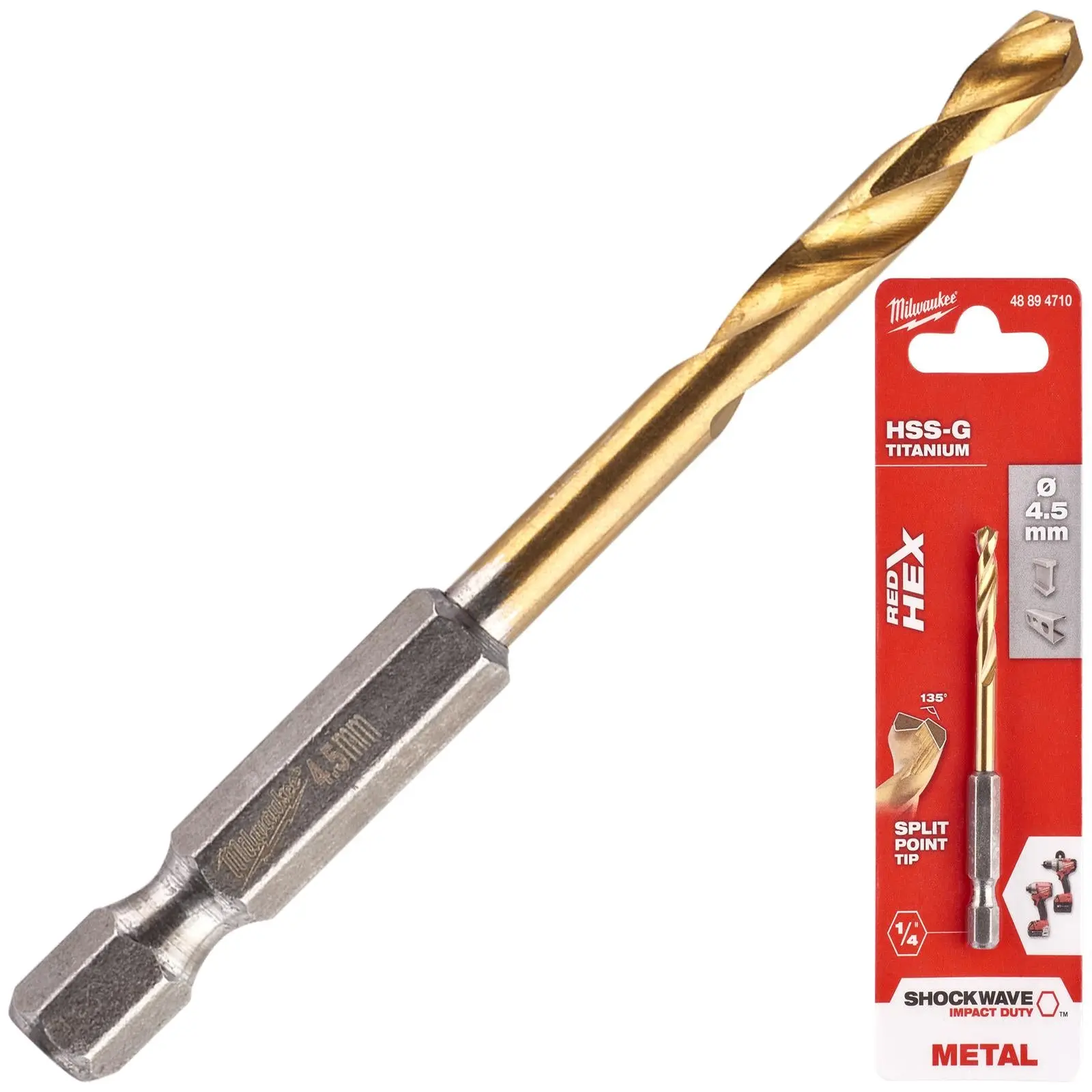 Milwaukee Red Hex Metal Drill Bits HSS Shockwave Impact Duty 1/4" Hex Shank - Image 11