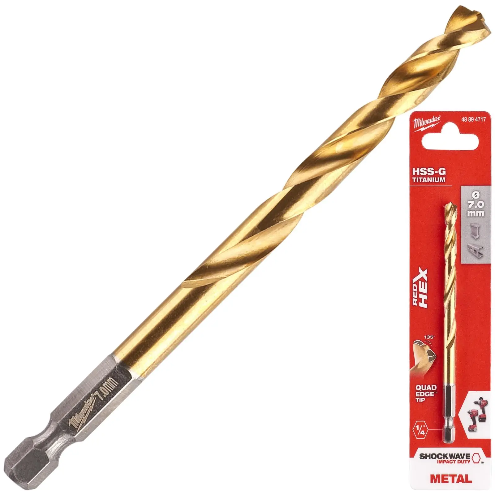 Milwaukee Red Hex Metal Drill Bits HSS Shockwave Impact Duty 1/4" Hex Shank - Image 13