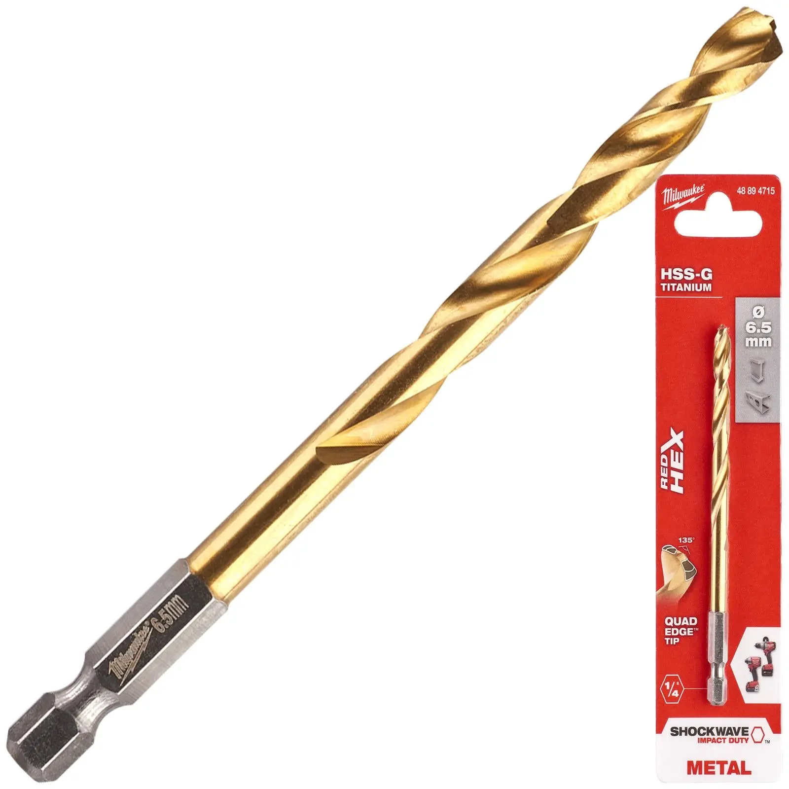 Milwaukee Red Hex Metal Drill Bits HSS Shockwave Impact Duty 1/4" Hex Shank - Image 15