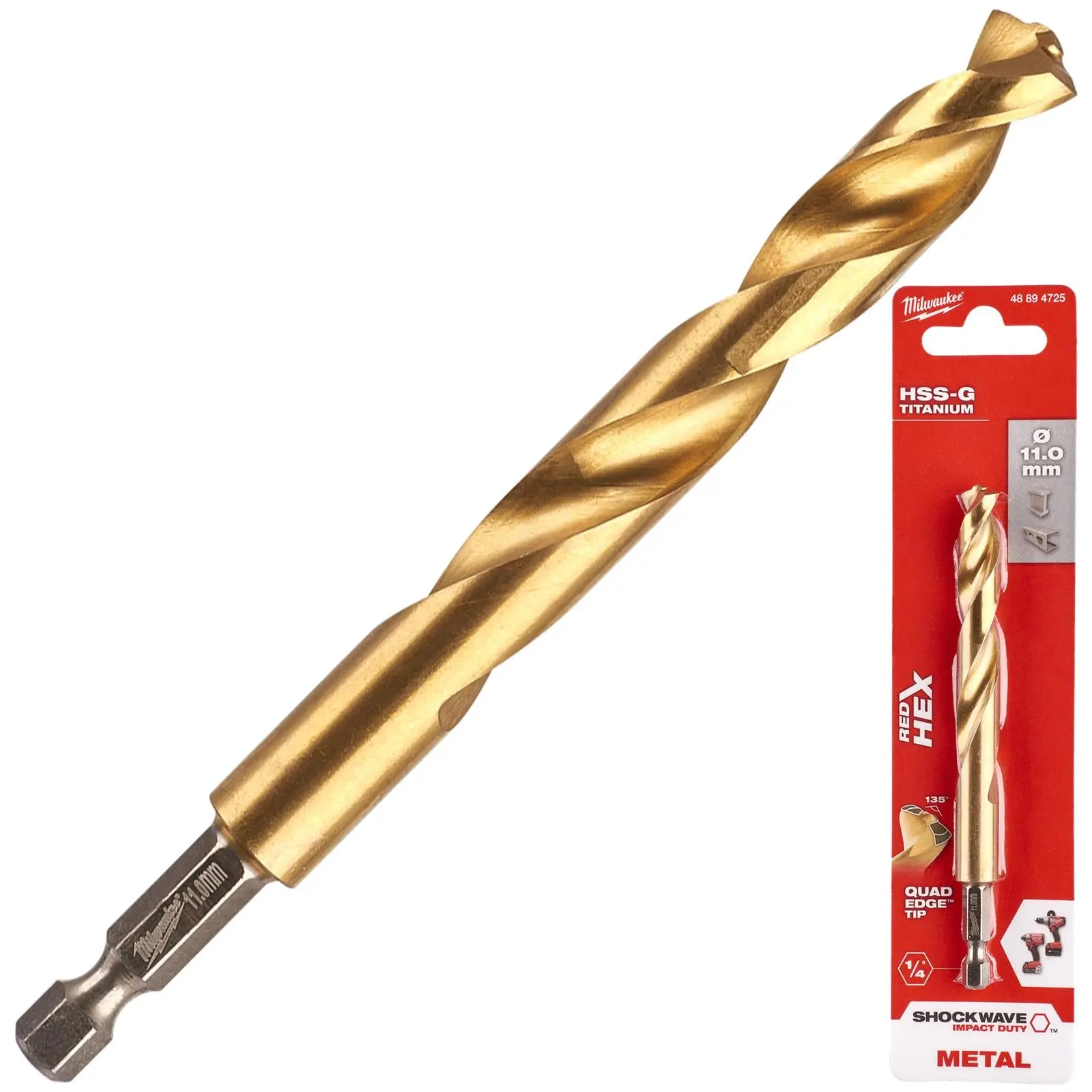 Milwaukee Red Hex Metal Drill Bits HSS Shockwave Impact Duty 1/4" Hex Shank - Image 22